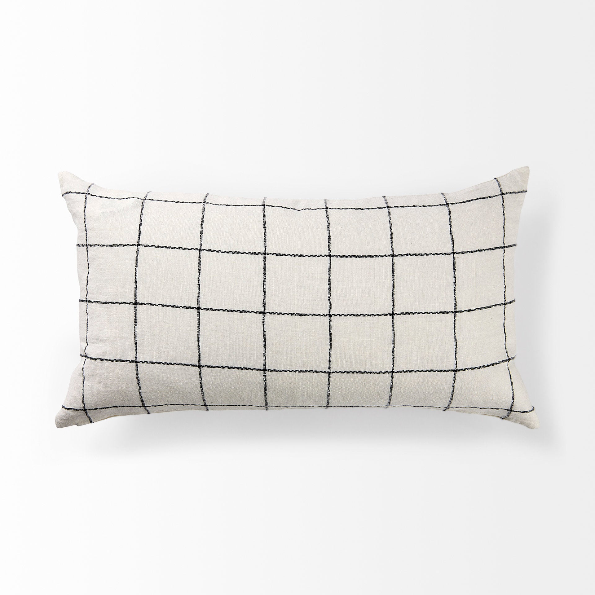Suzanne 14x26 White/Black Square Pattern Pillow Cover