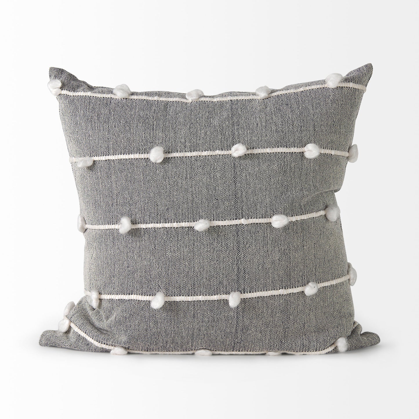 Linda 20x20 Navy And Cream With White Detail Pillow Cover