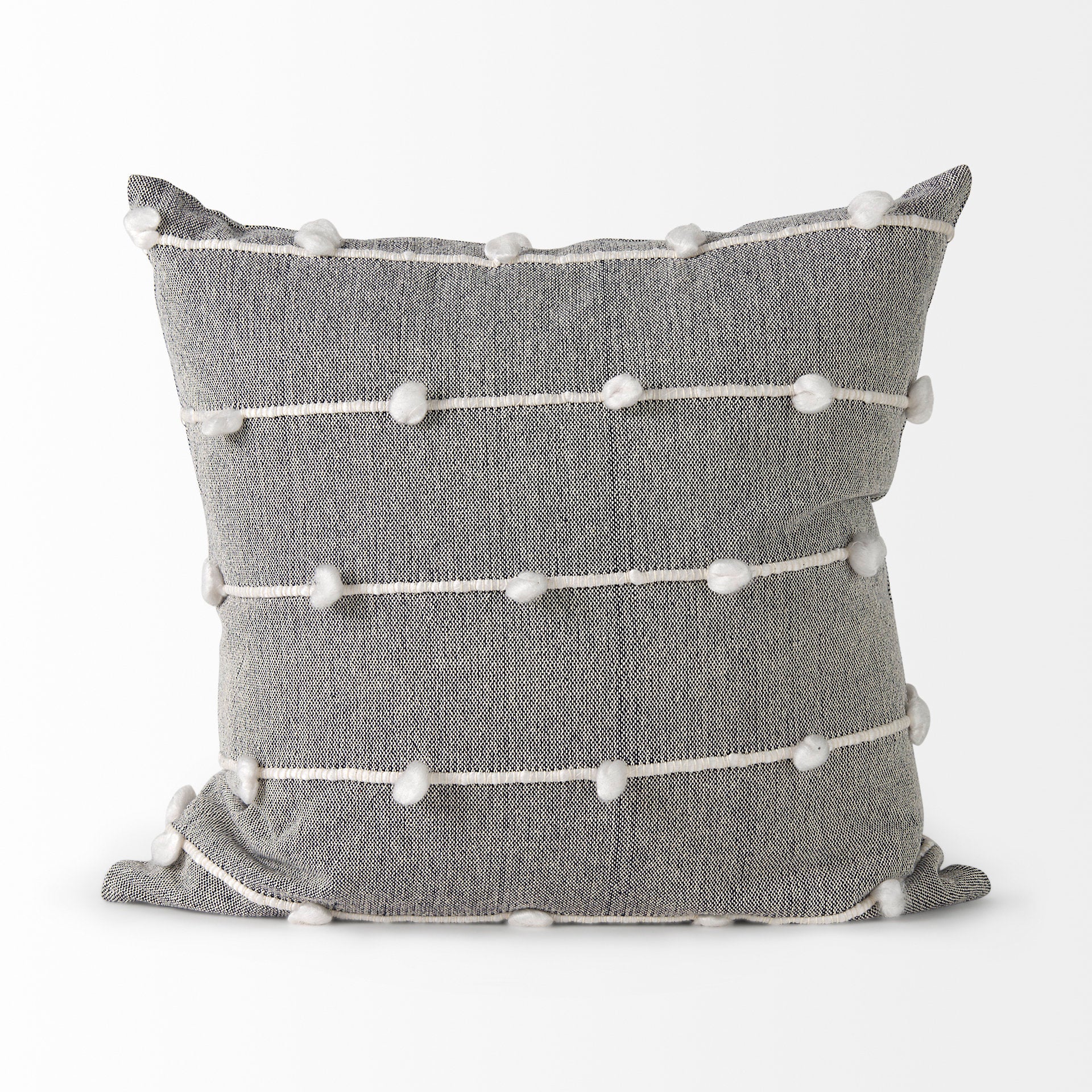 Linda 20x20 Navy And Cream With White Detail Pillow Cover
