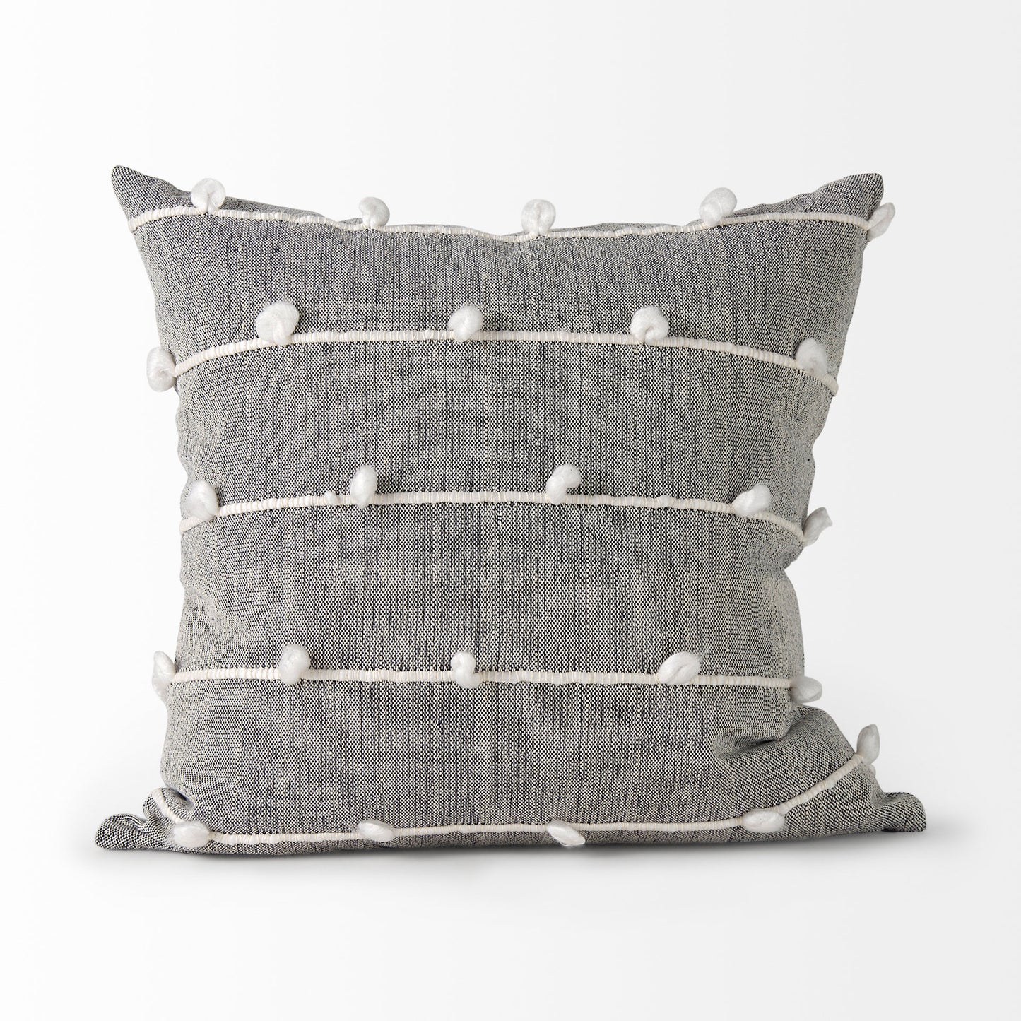 Linda 20x20 Navy And Cream With White Detail Pillow Cover