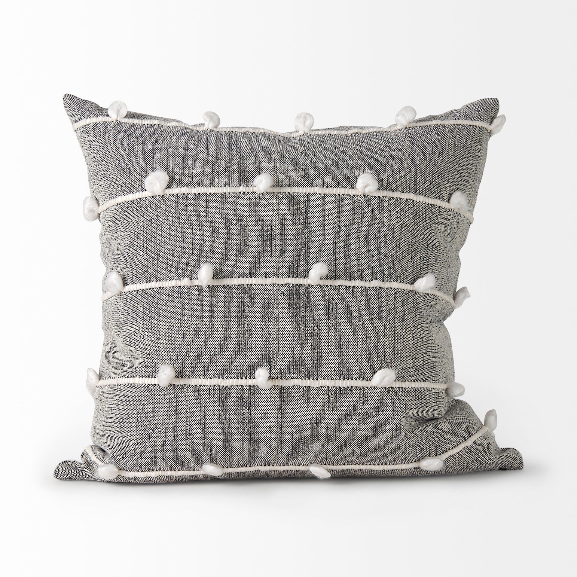 Linda 20x20 Navy And Cream With White Detail Pillow Cover