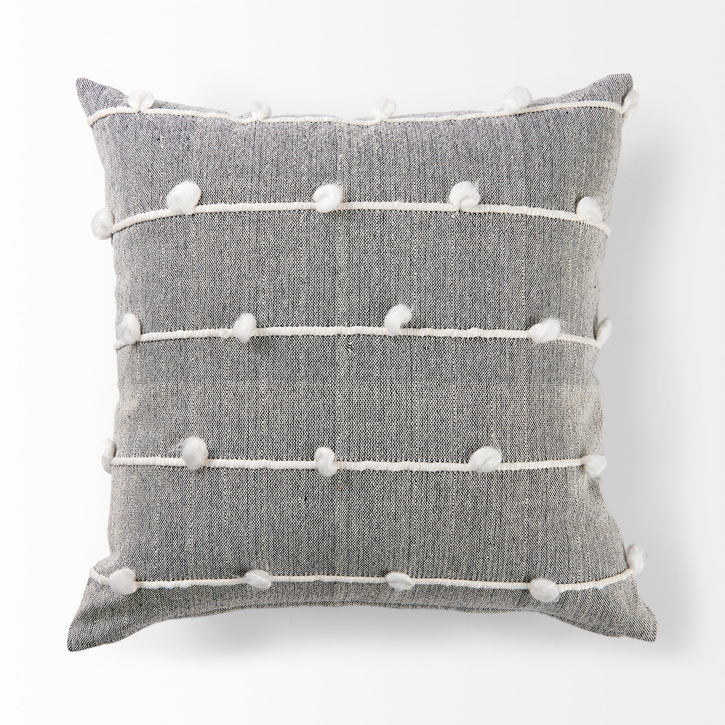 Linda 20x20 Navy And Cream With White Detail Pillow Cover