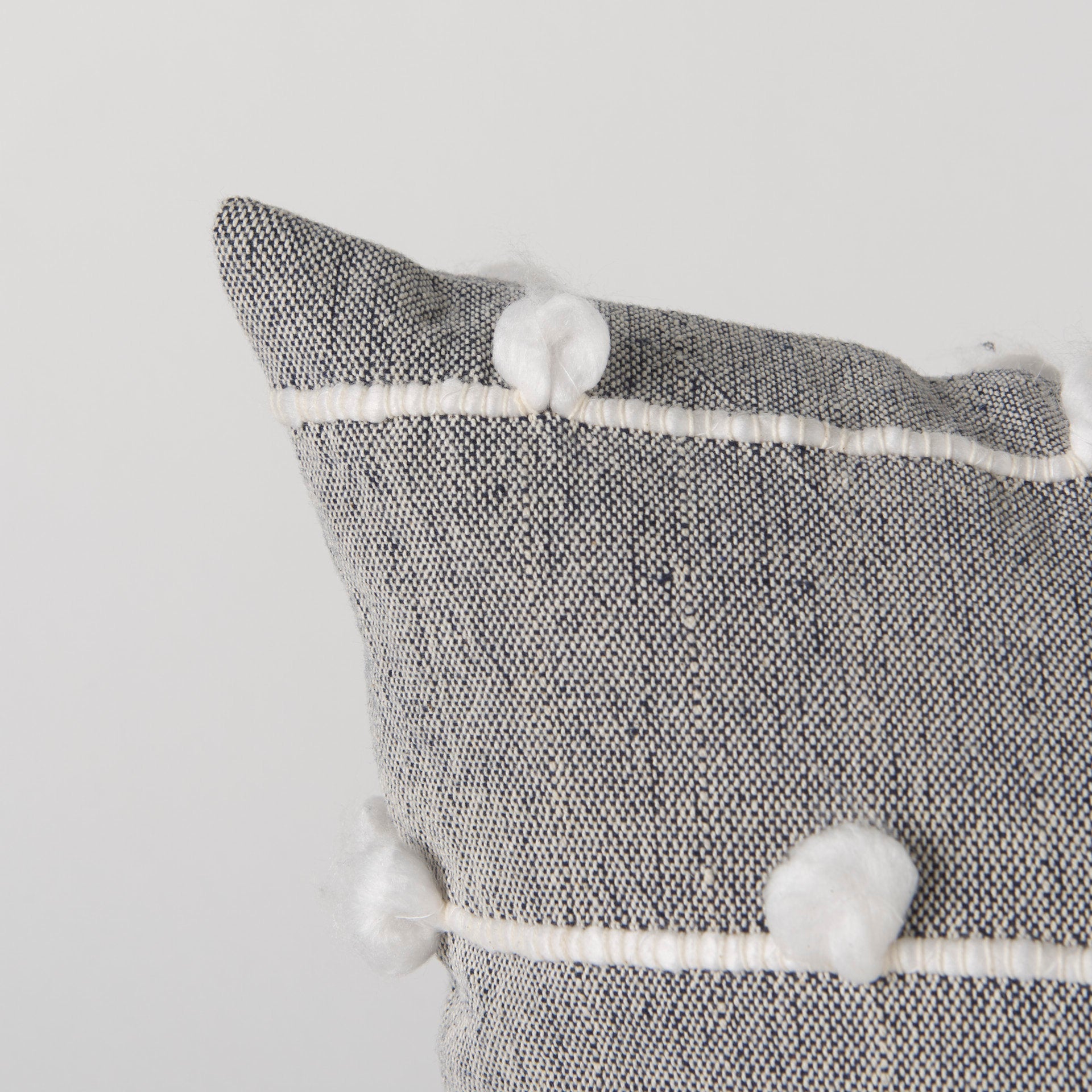 Linda 20x20 Navy And Cream With White Detail Pillow Cover