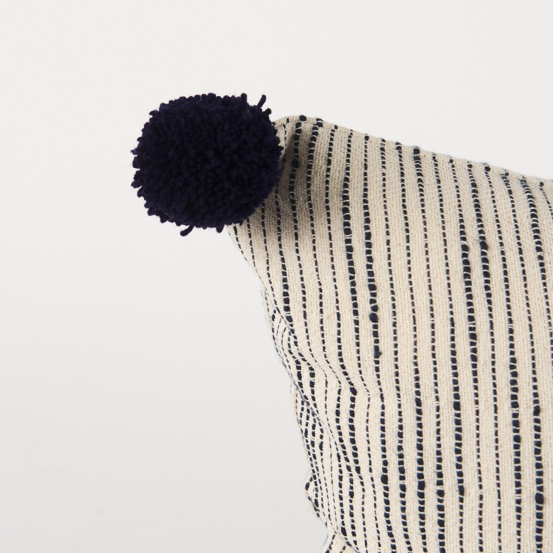 Krystal 20x20 Cream/Blue Pom Pom Pillow Cover