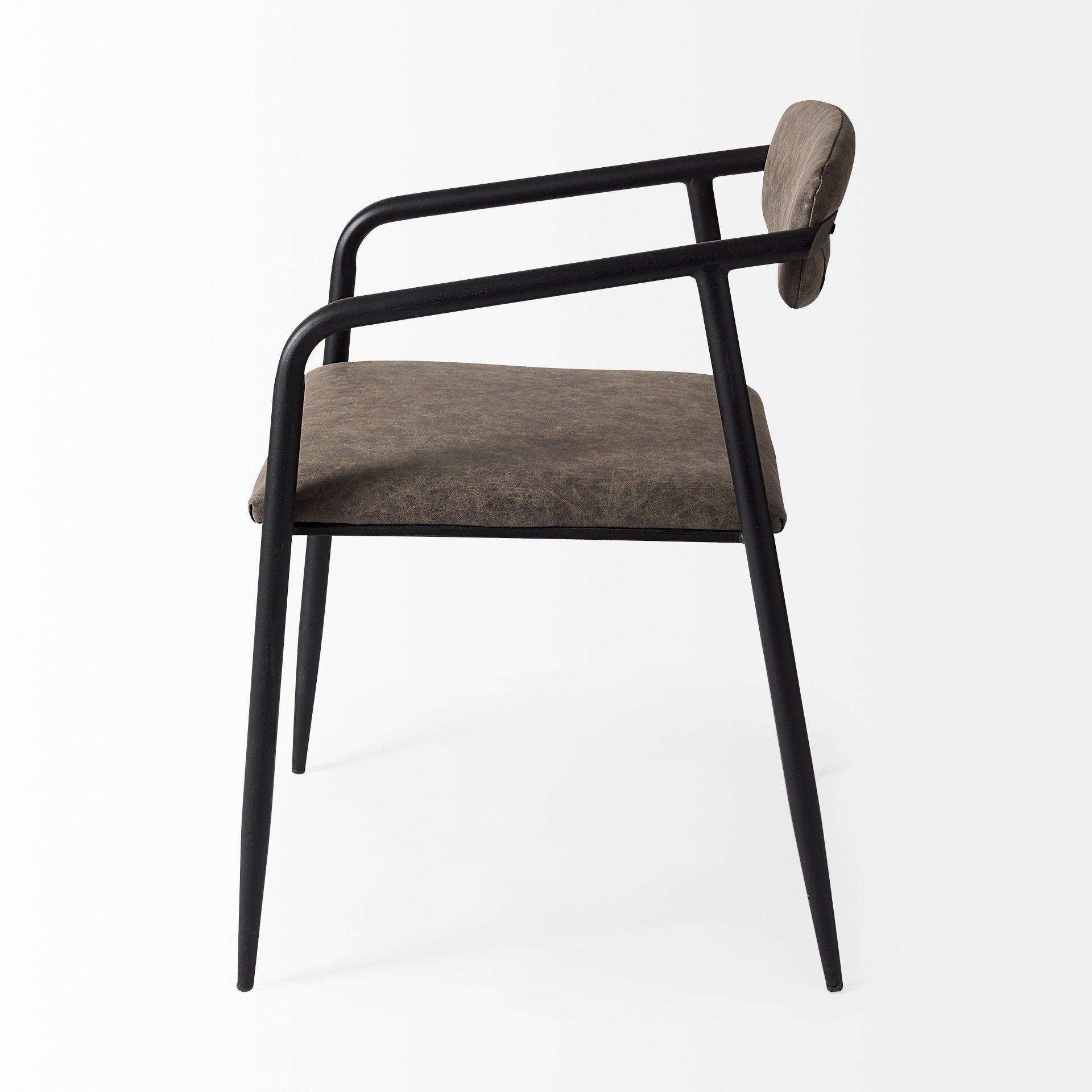 Langston Brown Faux-Leather Seat Black Iron Frame Dining Chair