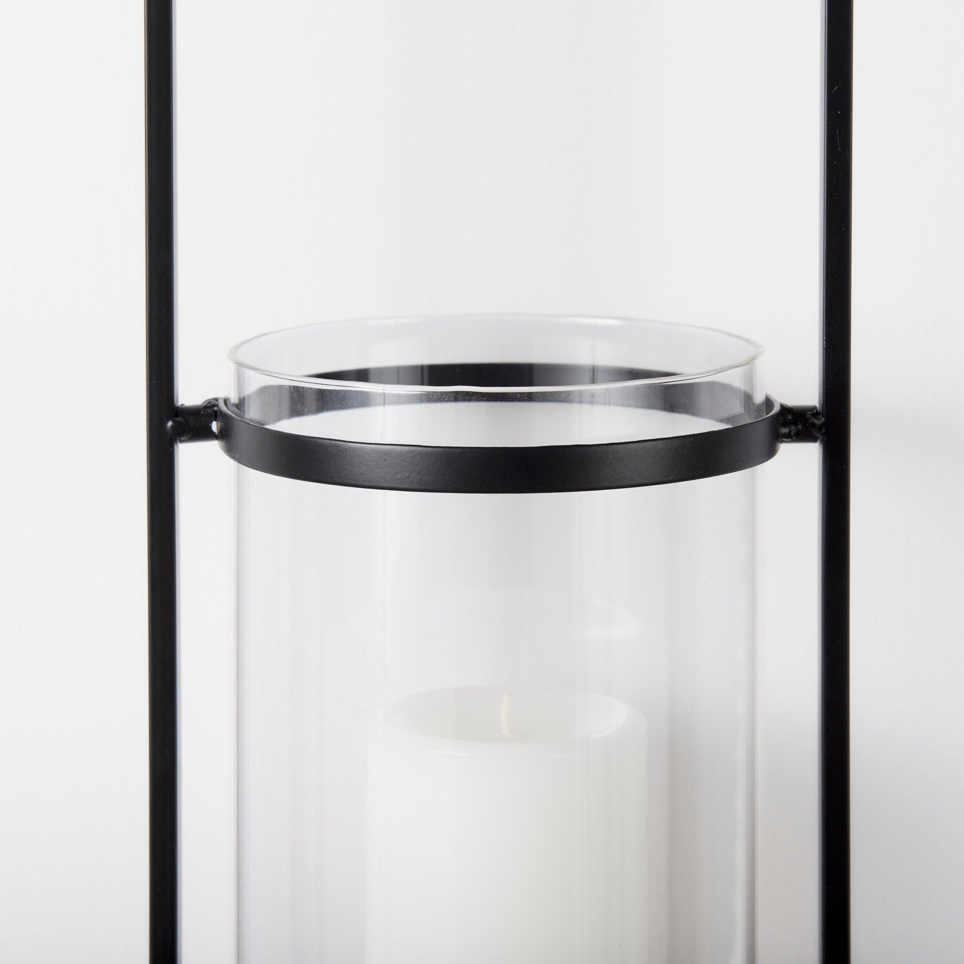 Avram 5.9L x 7.1W x 24.0H Black Metal Frame and Wood Hanging Candle Holder
