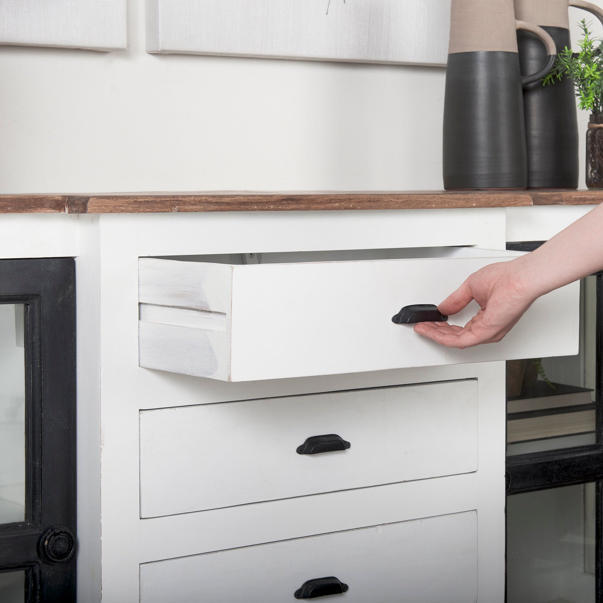 Bourchier Sideboard White/Brown/Black Wood - sideboards-and-buffets