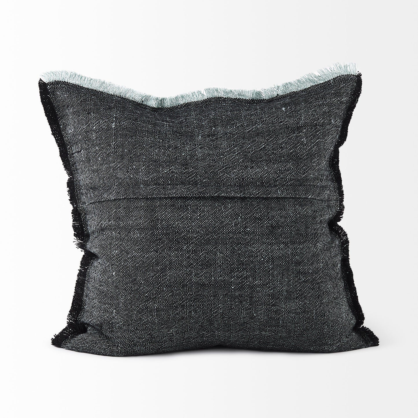 Malia 20x20 Black and Teal Fabric Fringed Pillow Cover