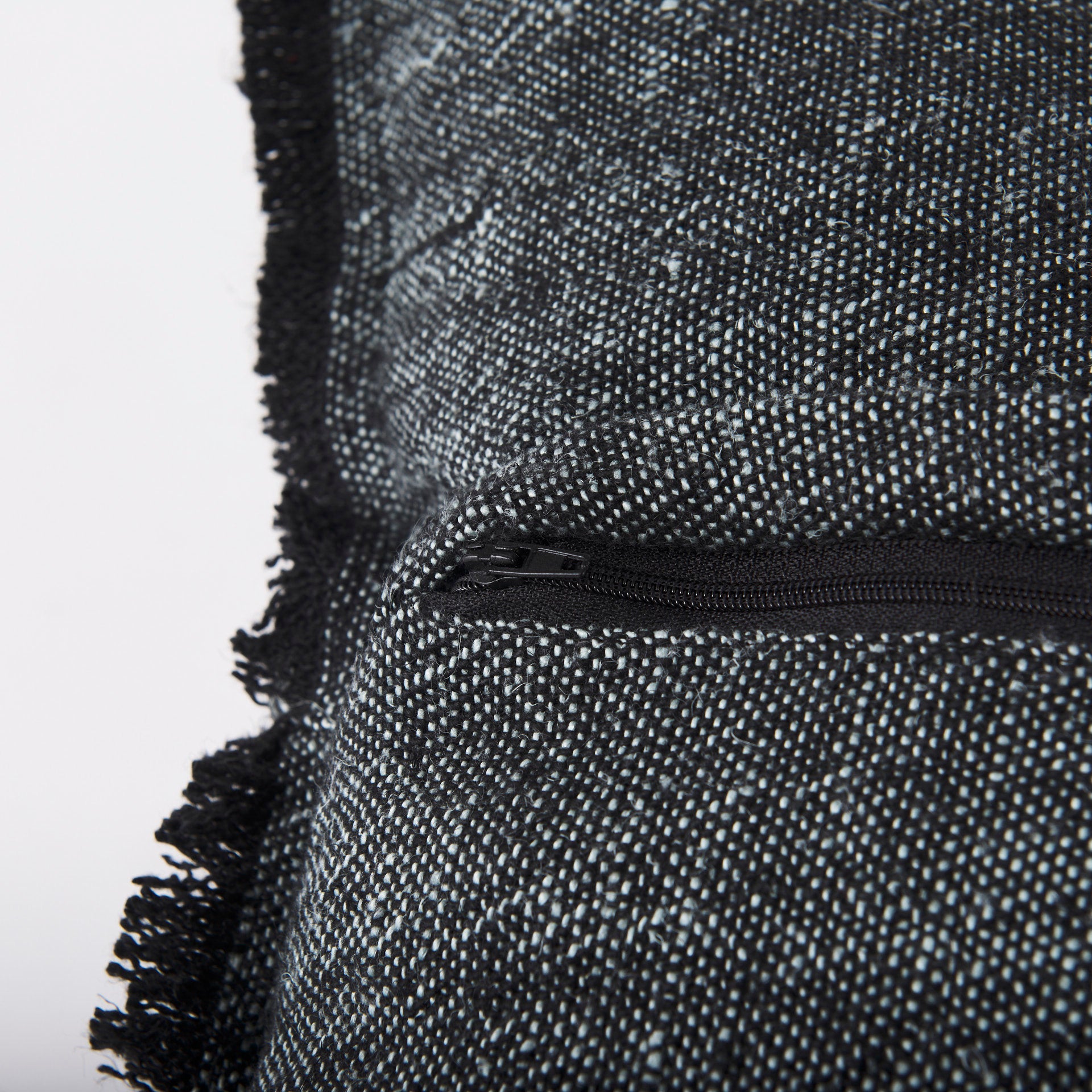 Malia 20x20 Black and Teal Fabric Fringed Pillow Cover