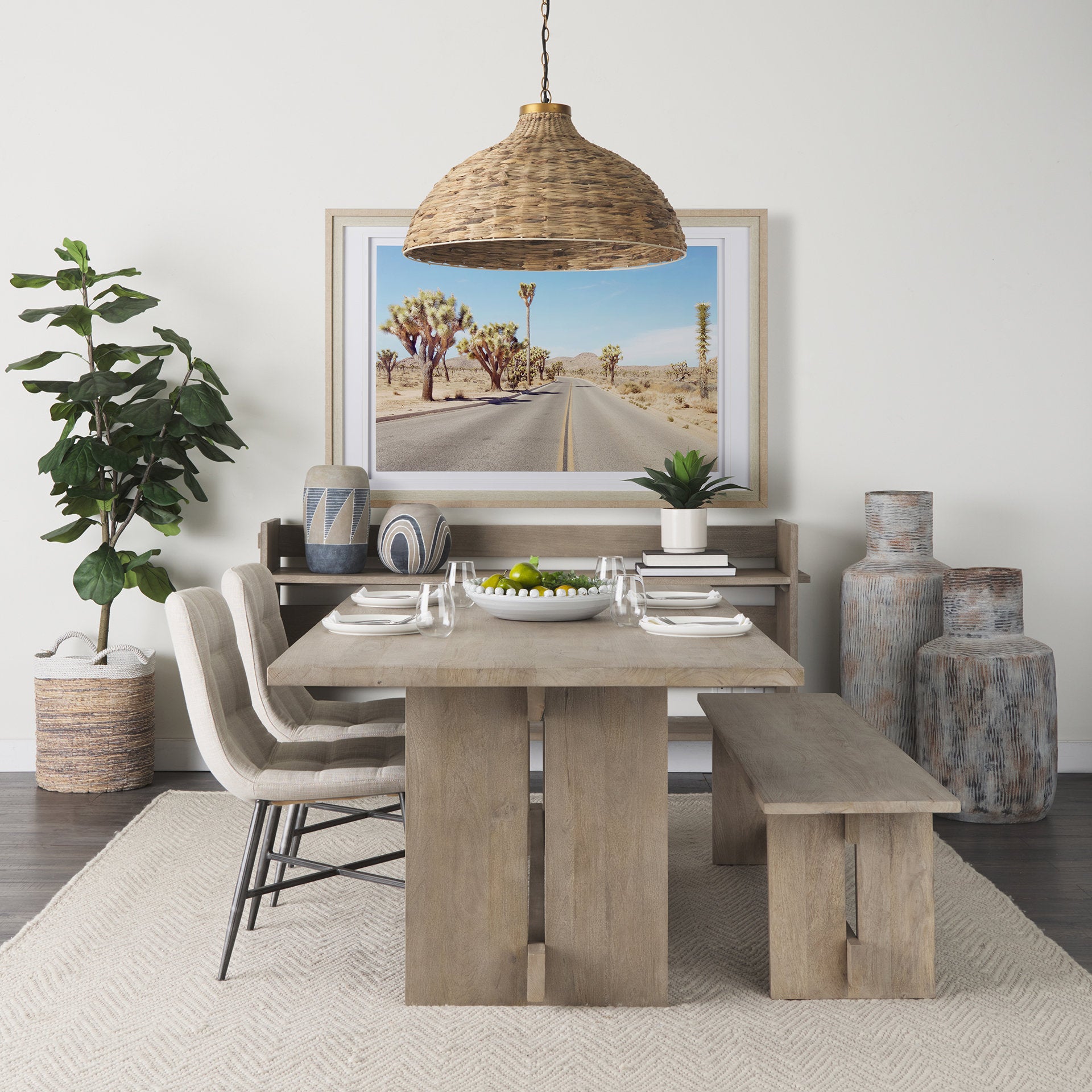 Aida 84L Light Gray Wood Dining Table