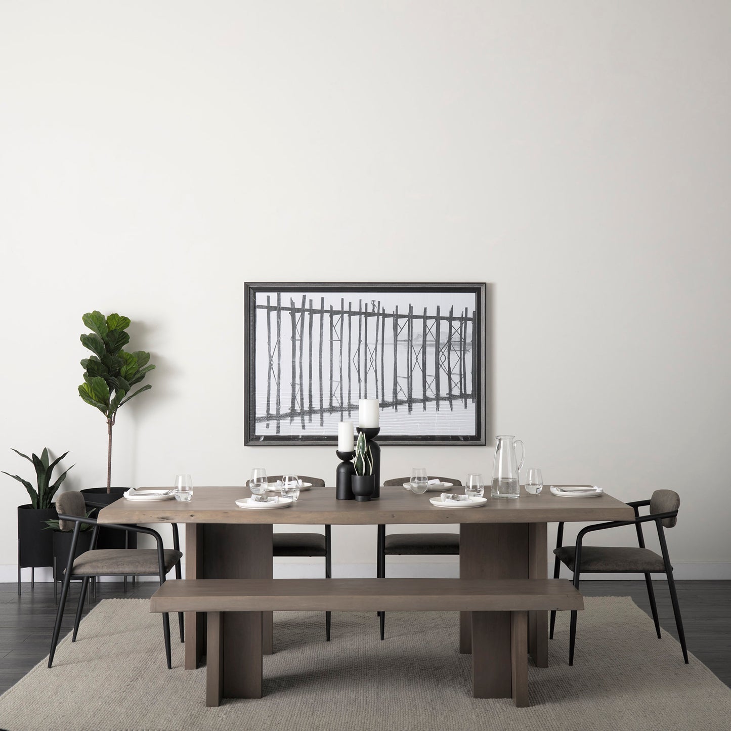 Langston Dining Chair Brown Faux Leather | Black Metal - dining-chairs