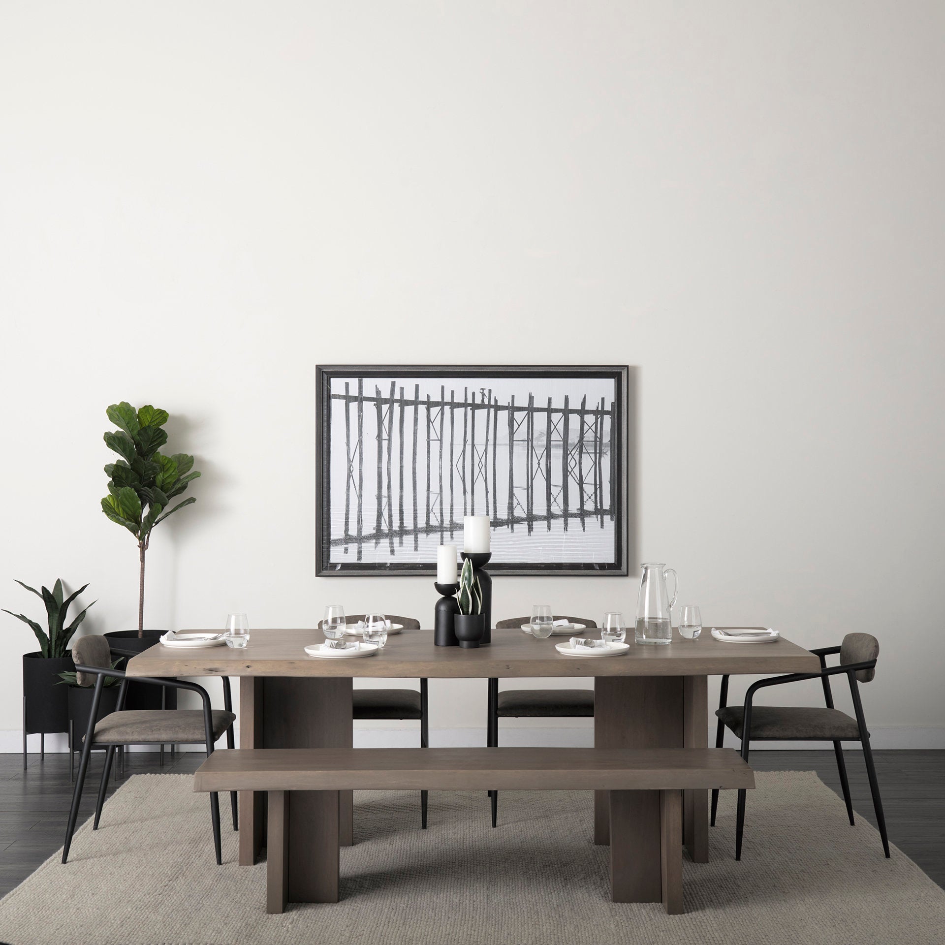 Langston Dining Chair Brown Faux Leather | Black Metal - dining-chairs