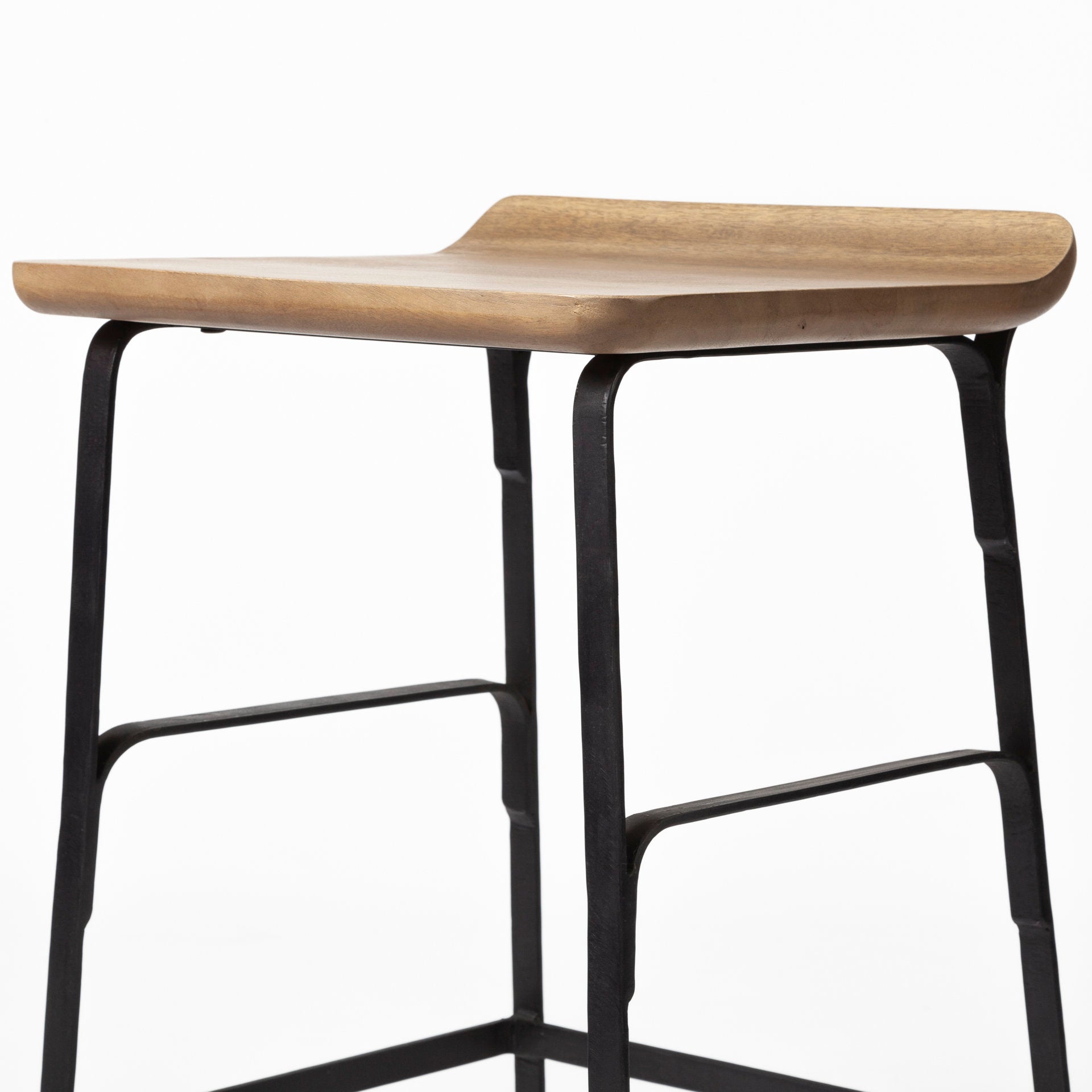 Conan Bar Counter Stool Brown Wood | Black Metal | Counter - bar-stools