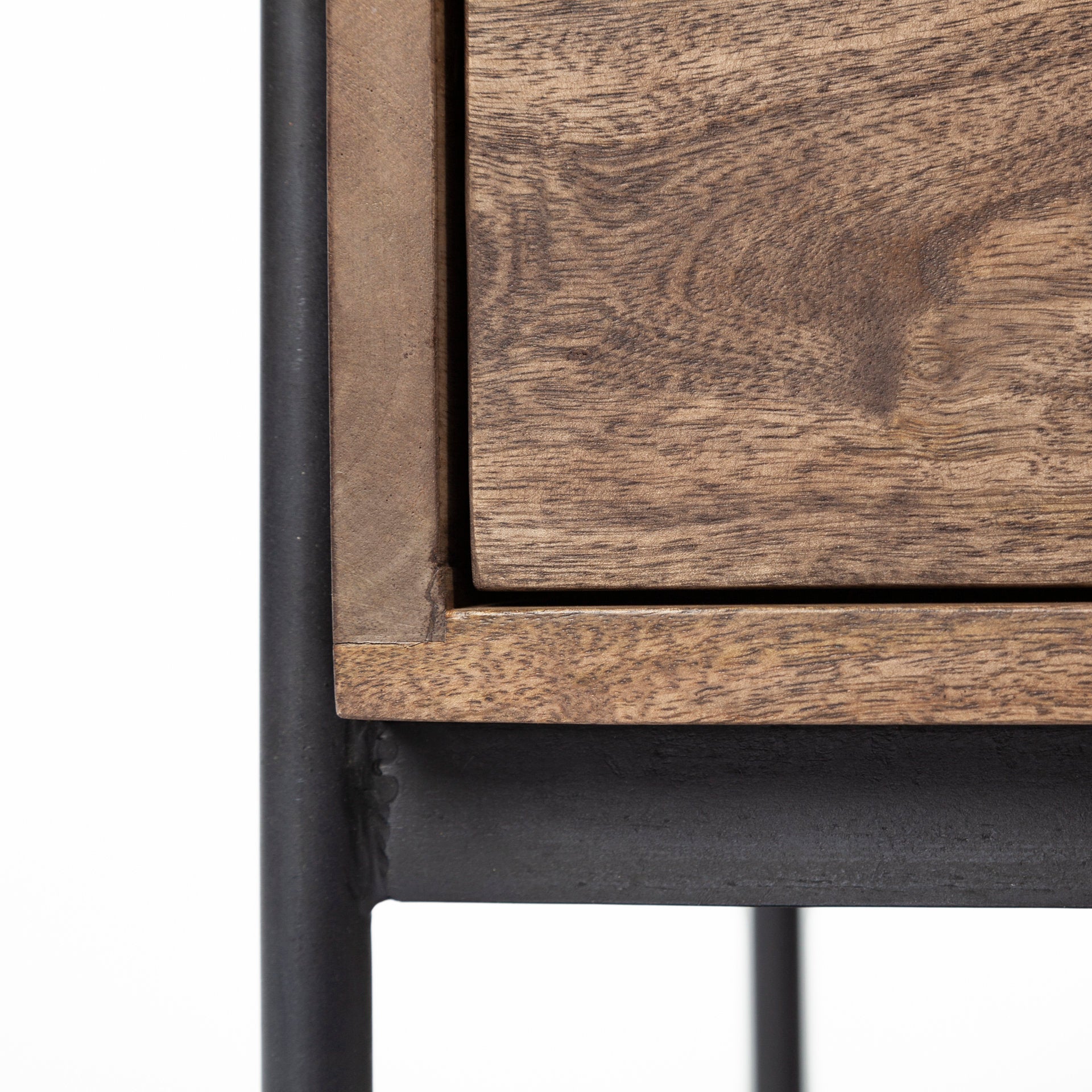 Glenn End Side Table Brown Wood | Black Metal - end-and-side-tables