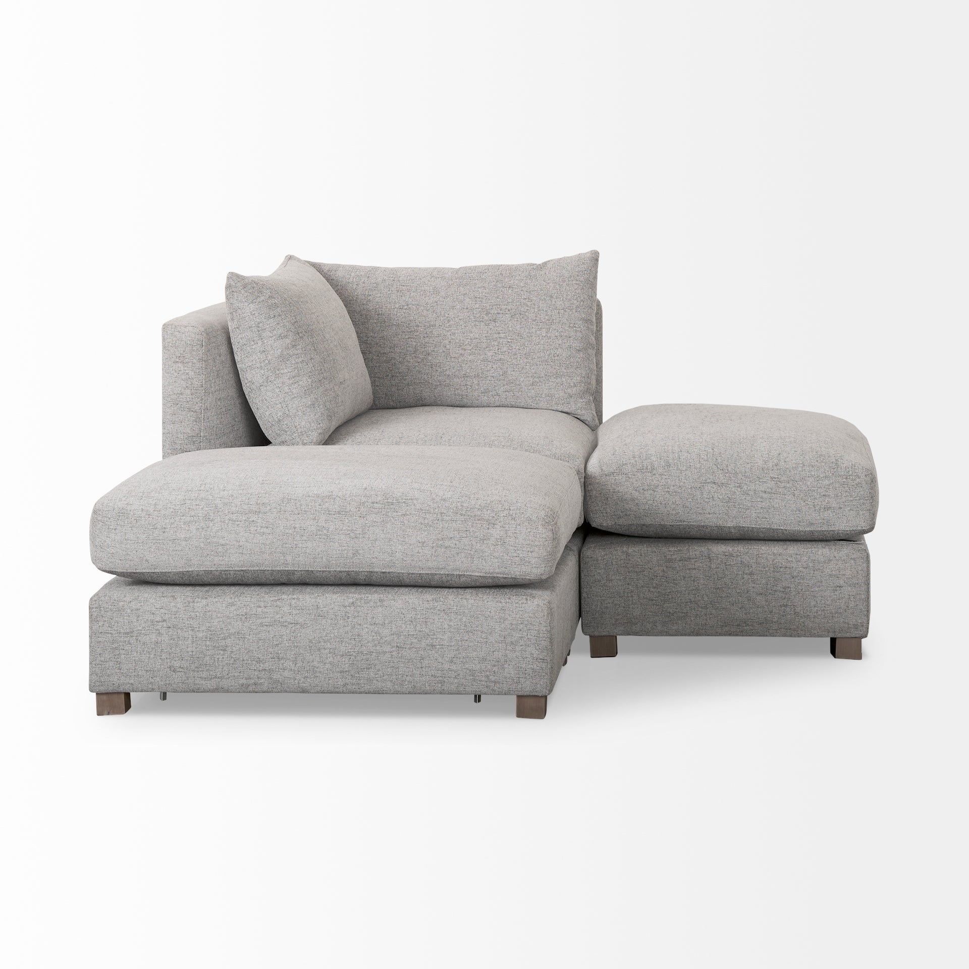 Valence 3 Piece (W/ 2 x Ottoman) Medium Gray Modular Sofa Set