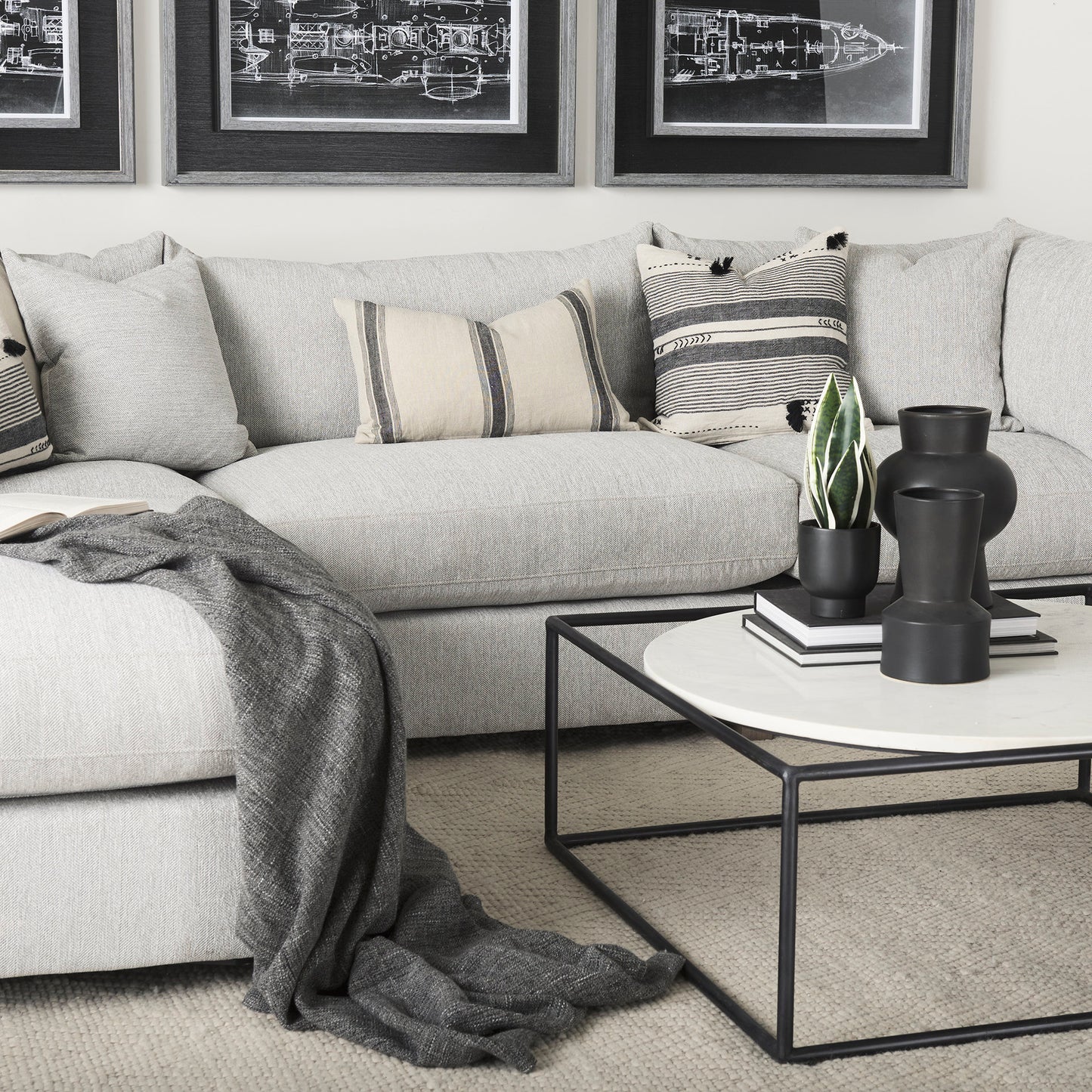 Valence 38.2L x 38.6W x 28.3H Light Gray Armless Sectional Piece