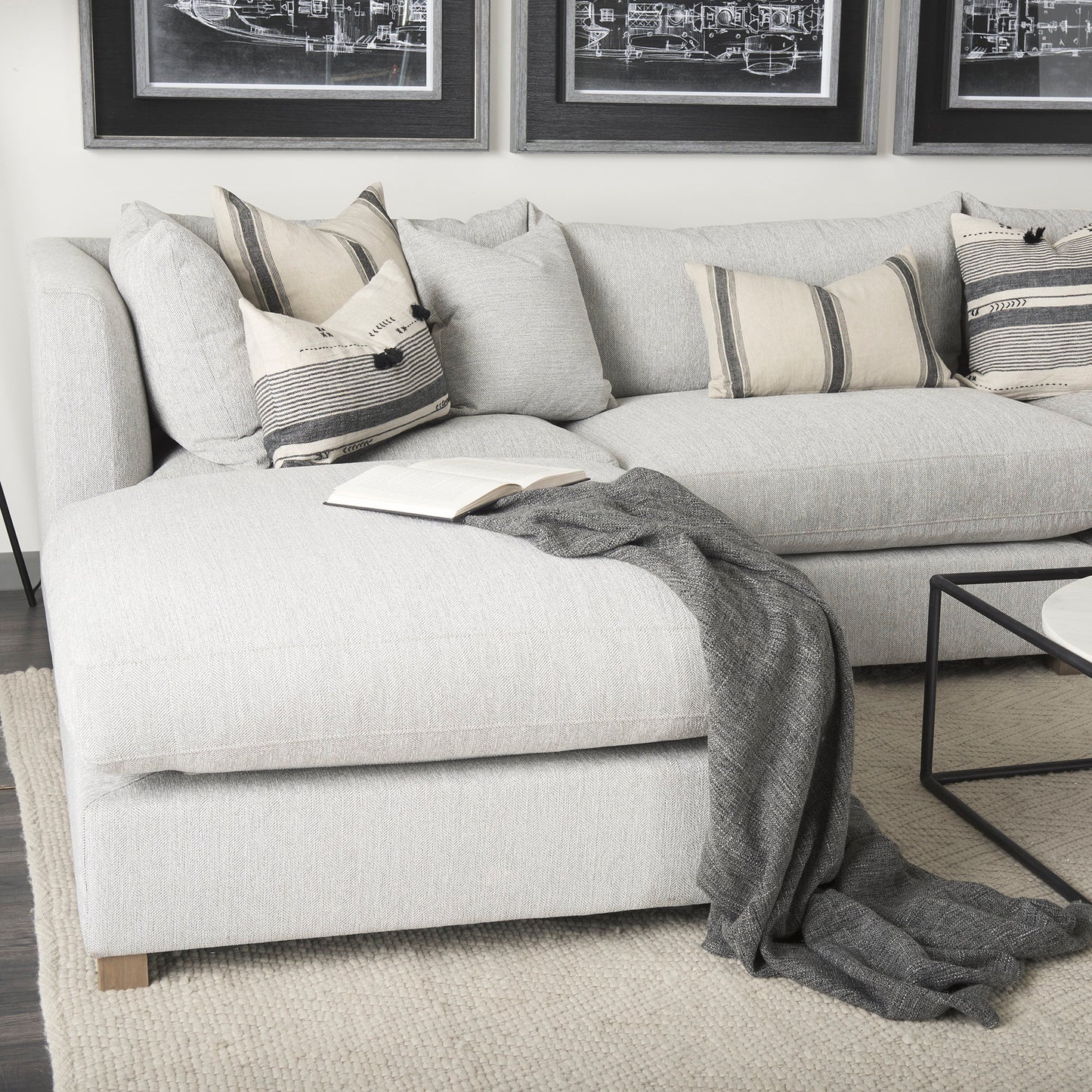 Valence 38.6L x 38.6W x 17.7H Light Gray Full Size Ottoman Sectional Piece