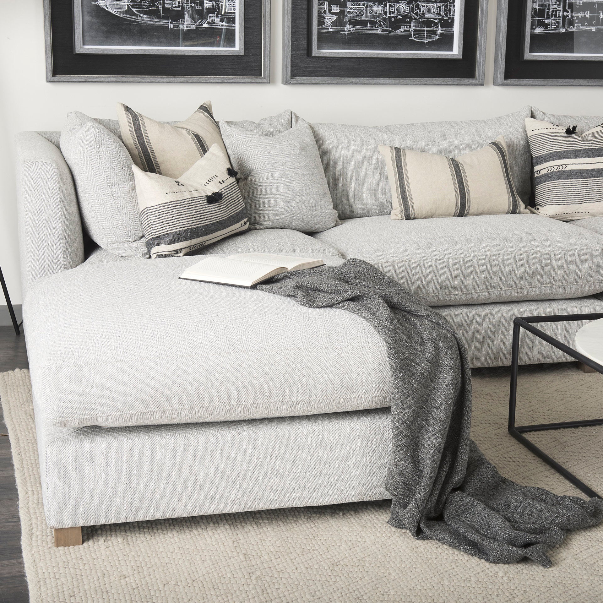 Valence 38.6L x 38.6W x 17.7H Light Gray Full Size Ottoman Sectional Piece