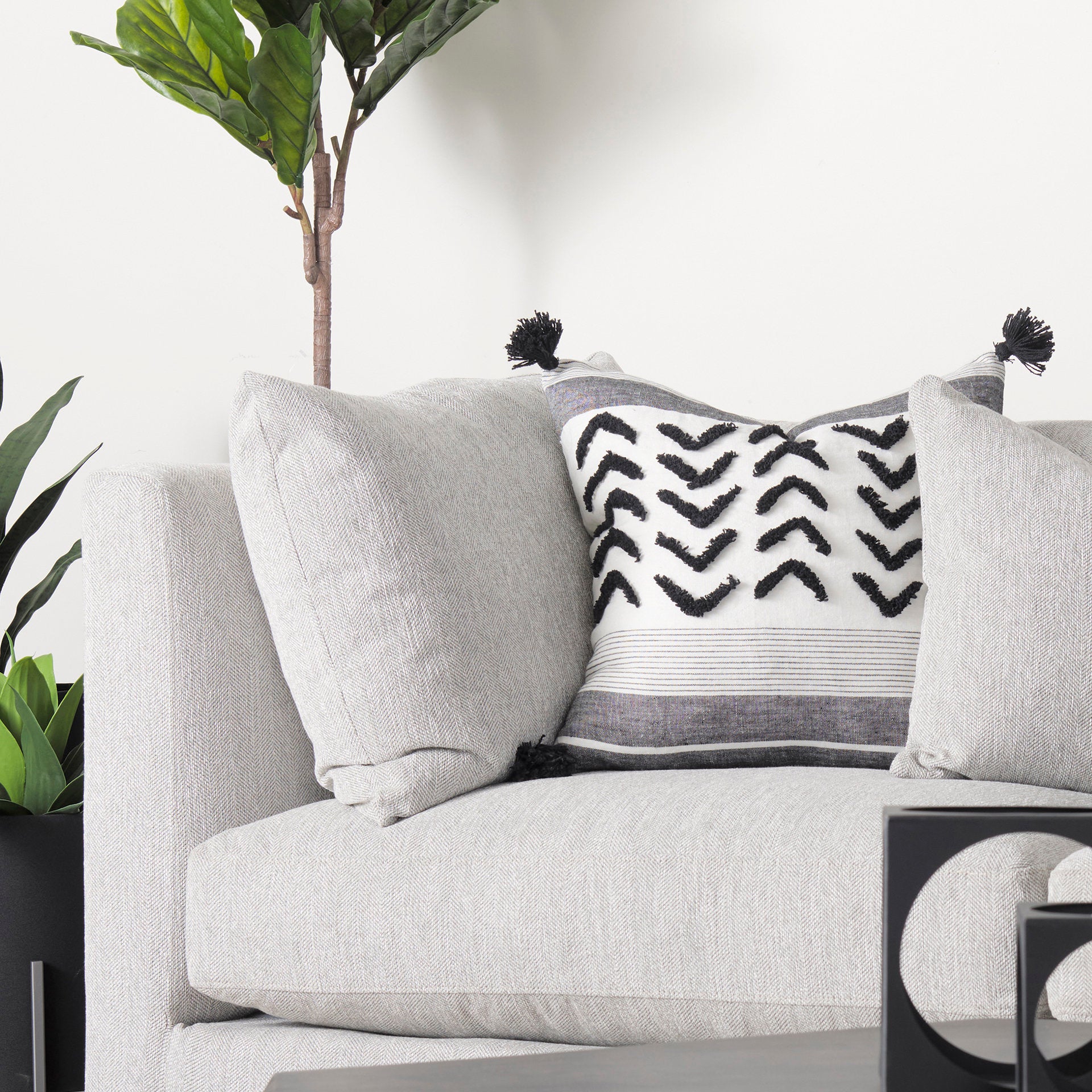 Valence Light Gray Arm Pillow Sectional Piece