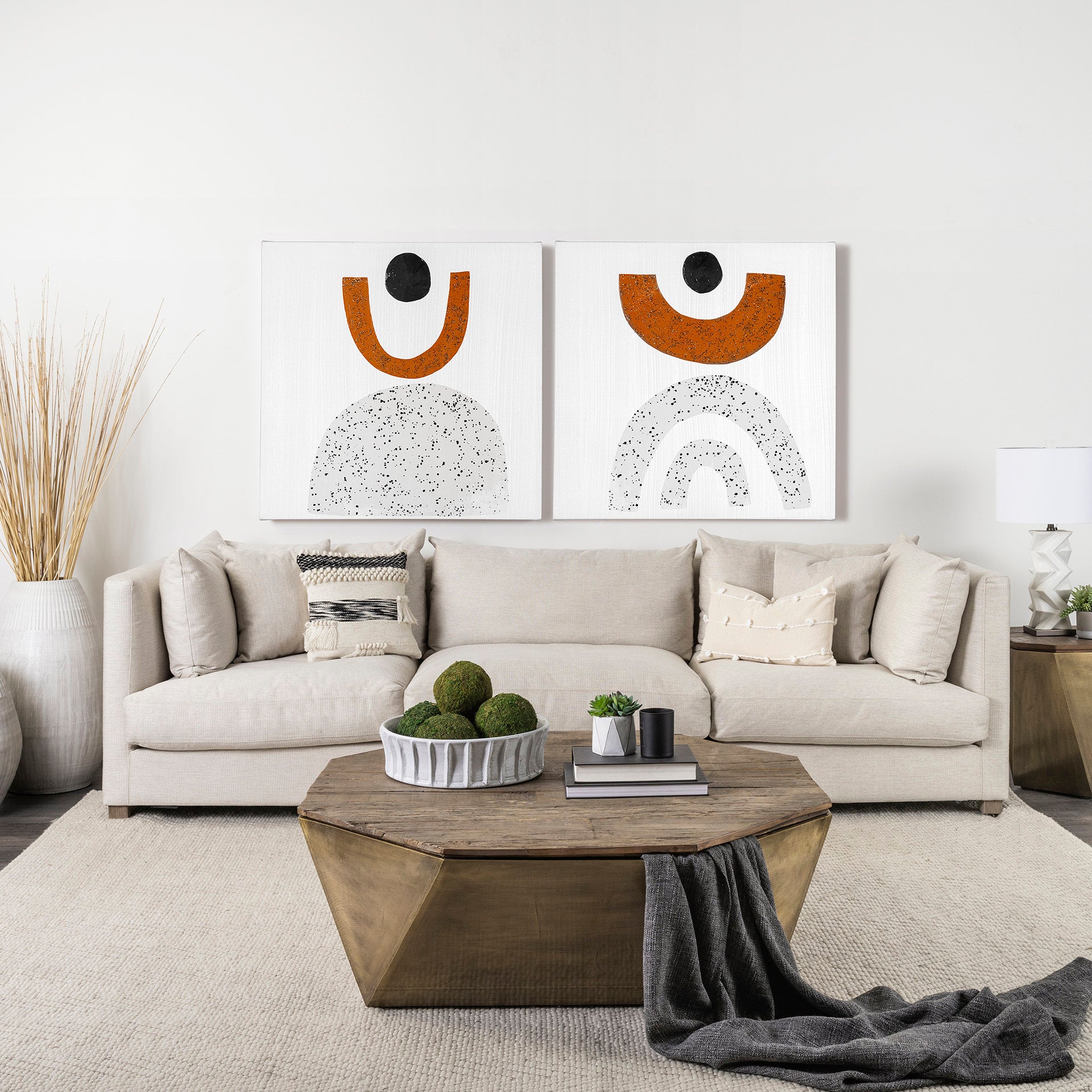 Valence Beige Throw Pillow Sectional Piece