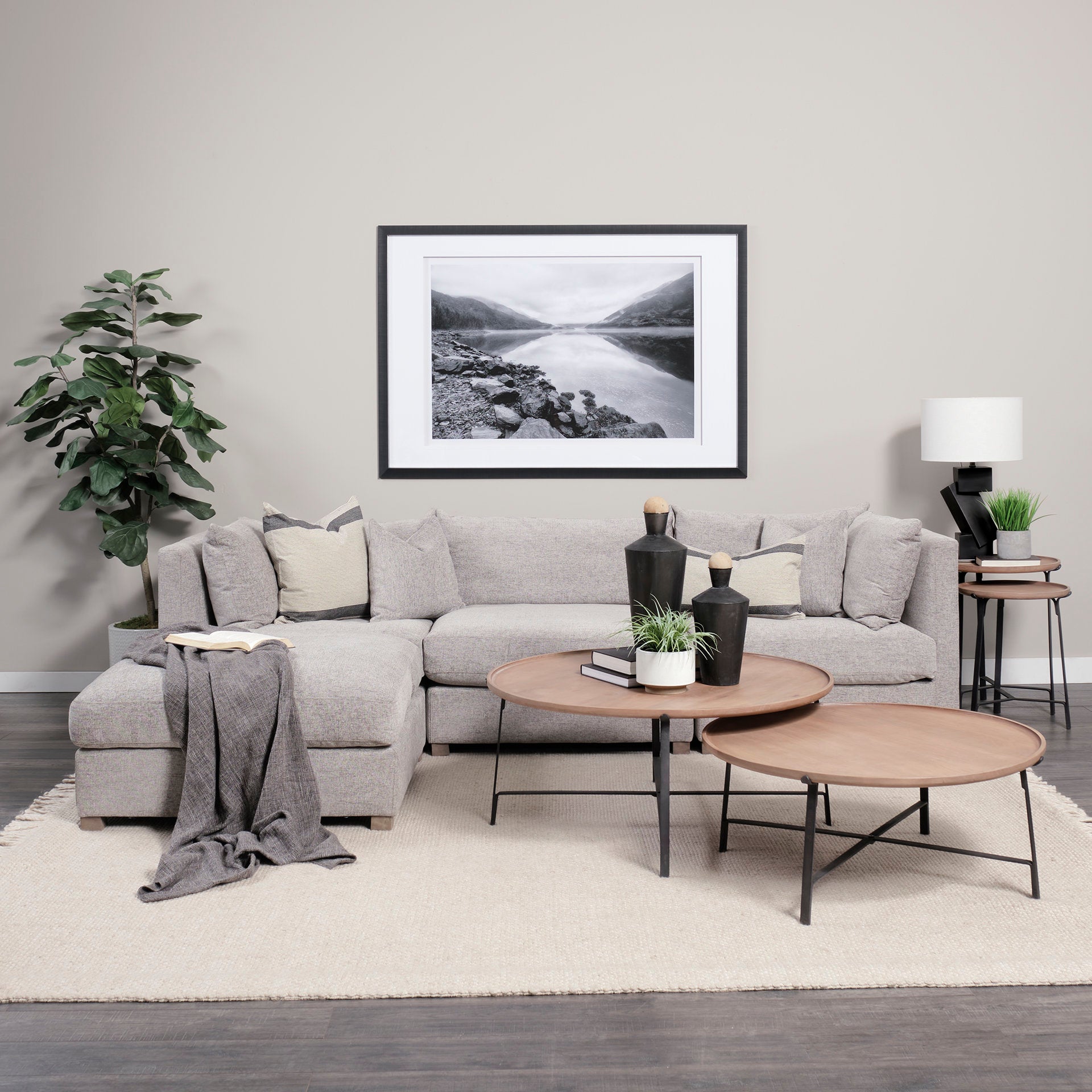 Valence Medium Gray Arm Pillow Sectional Piece
