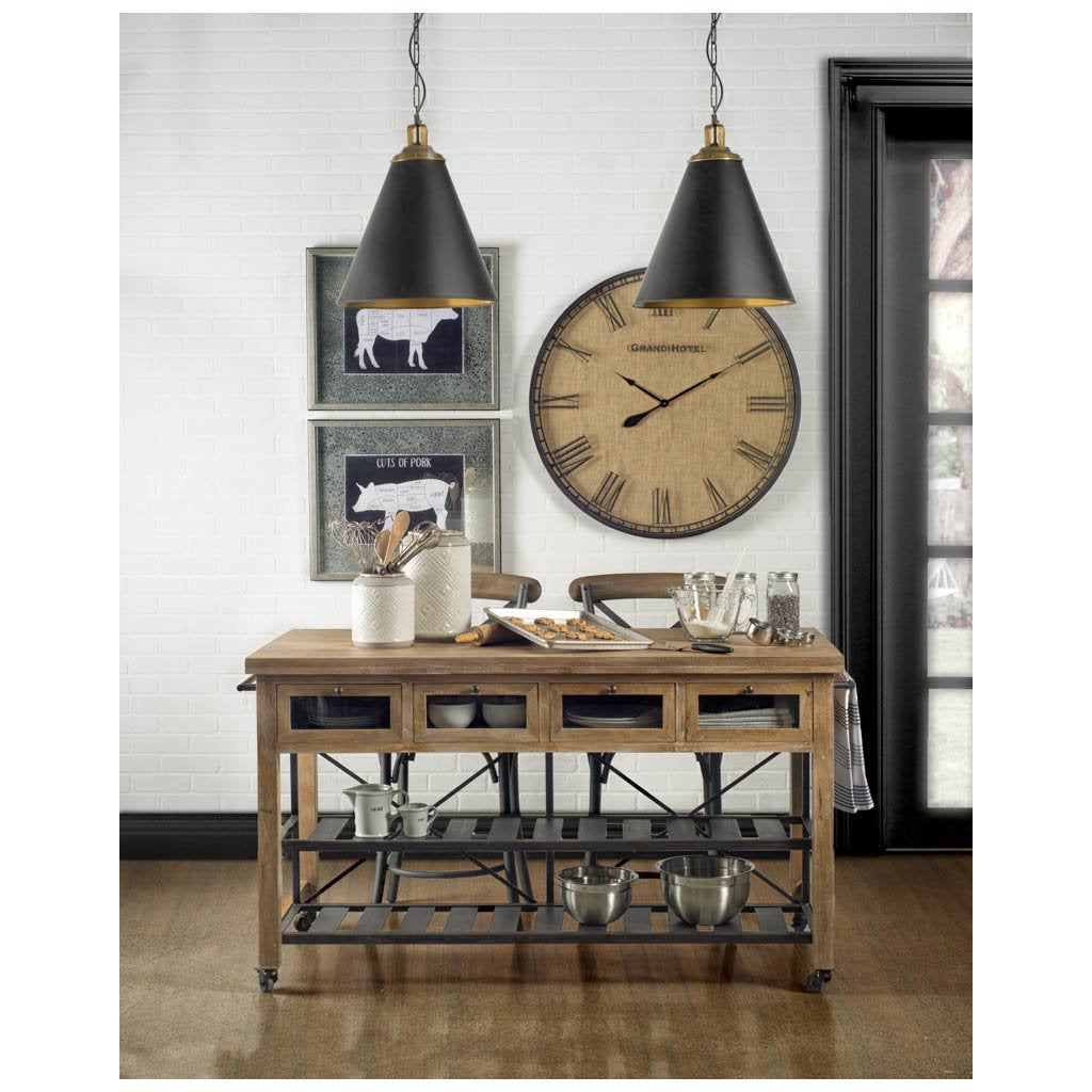 Stuart Kitchen Island Brown Wood | Black Metal - kitchen-islands