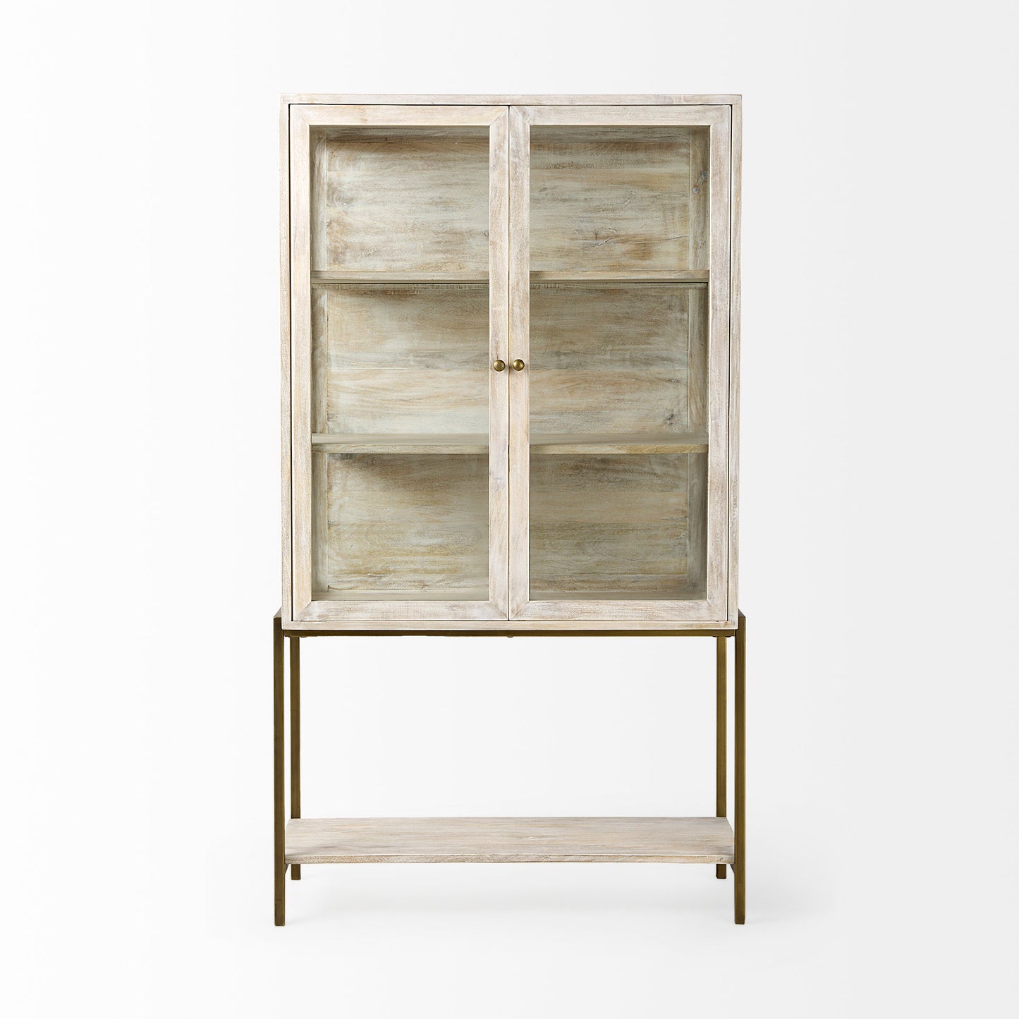 Arelius Cabinet White Wood | Gold Metal - cabinets