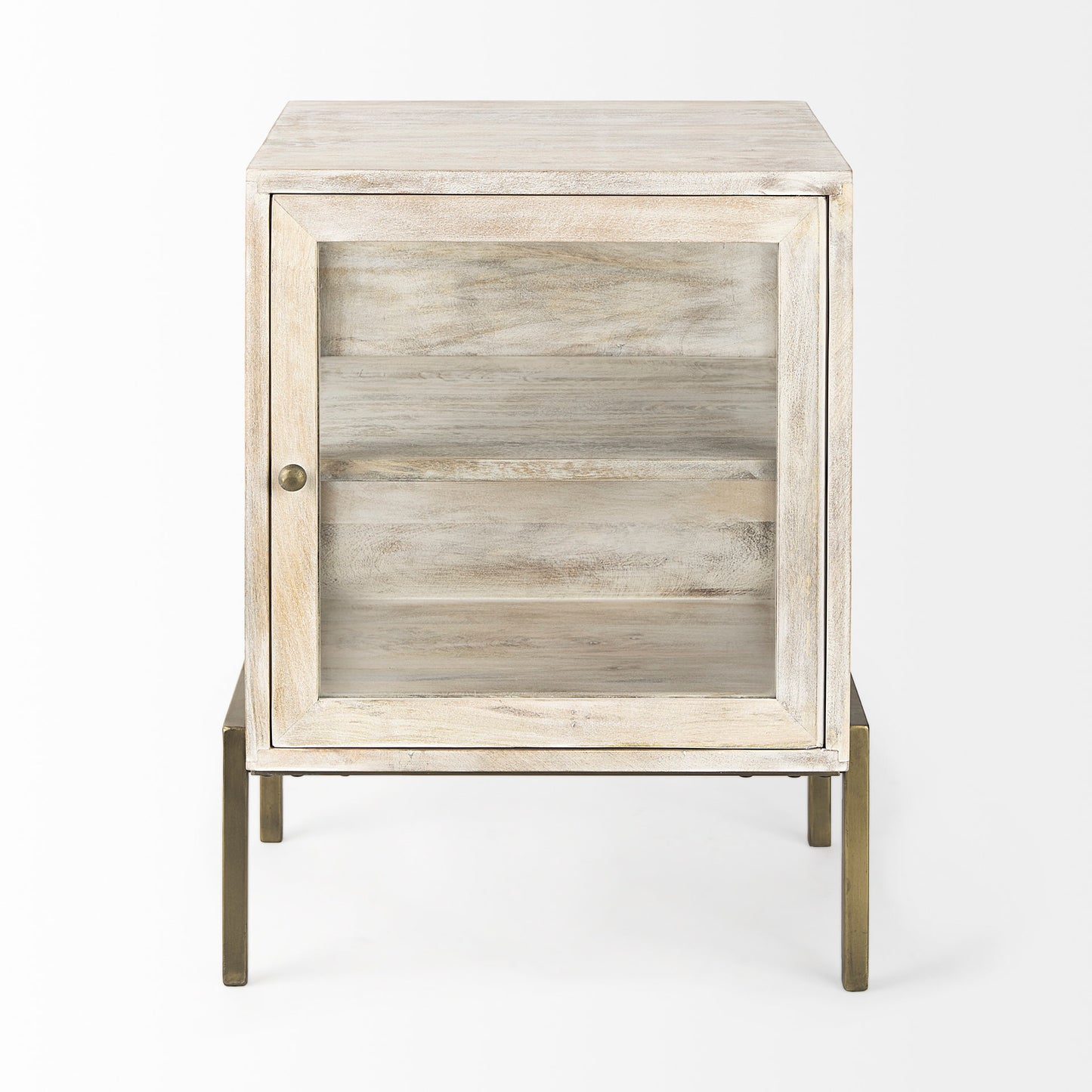 Arelius End Side Table White Wood | Gold Metal - end-and-side-tables