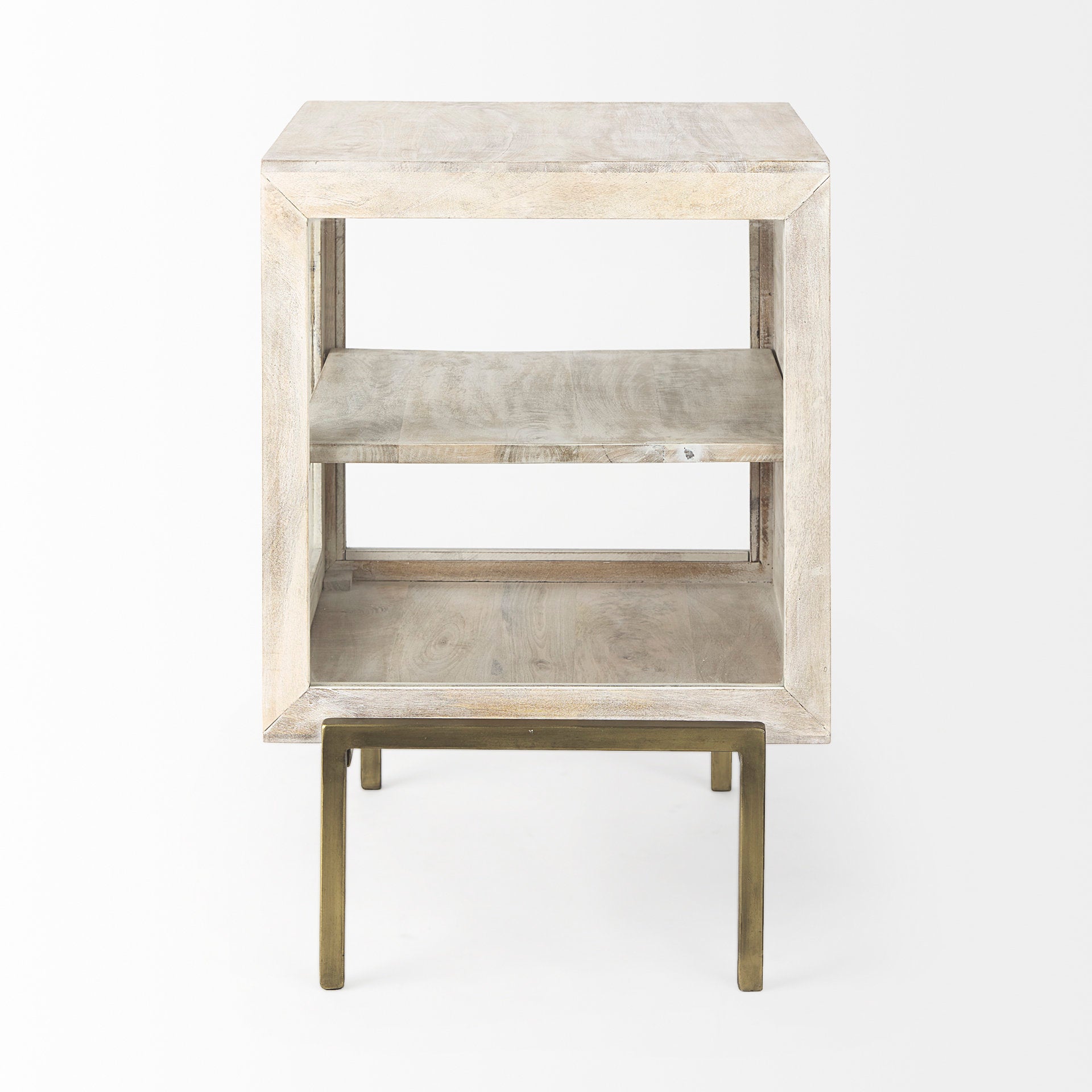 Arelius End Side Table White Wood | Gold Metal - end-and-side-tables