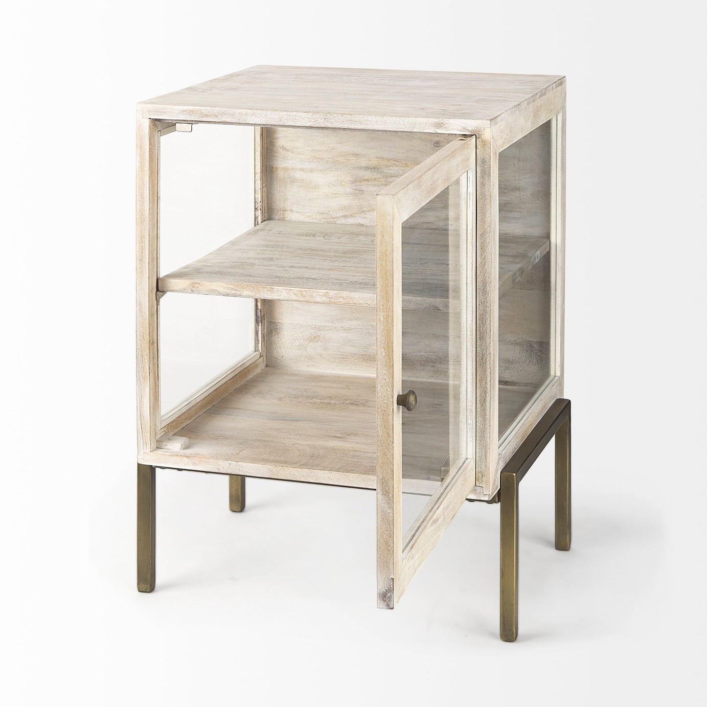 Arelius End Side Table White Wood | Gold Metal - end-and-side-tables