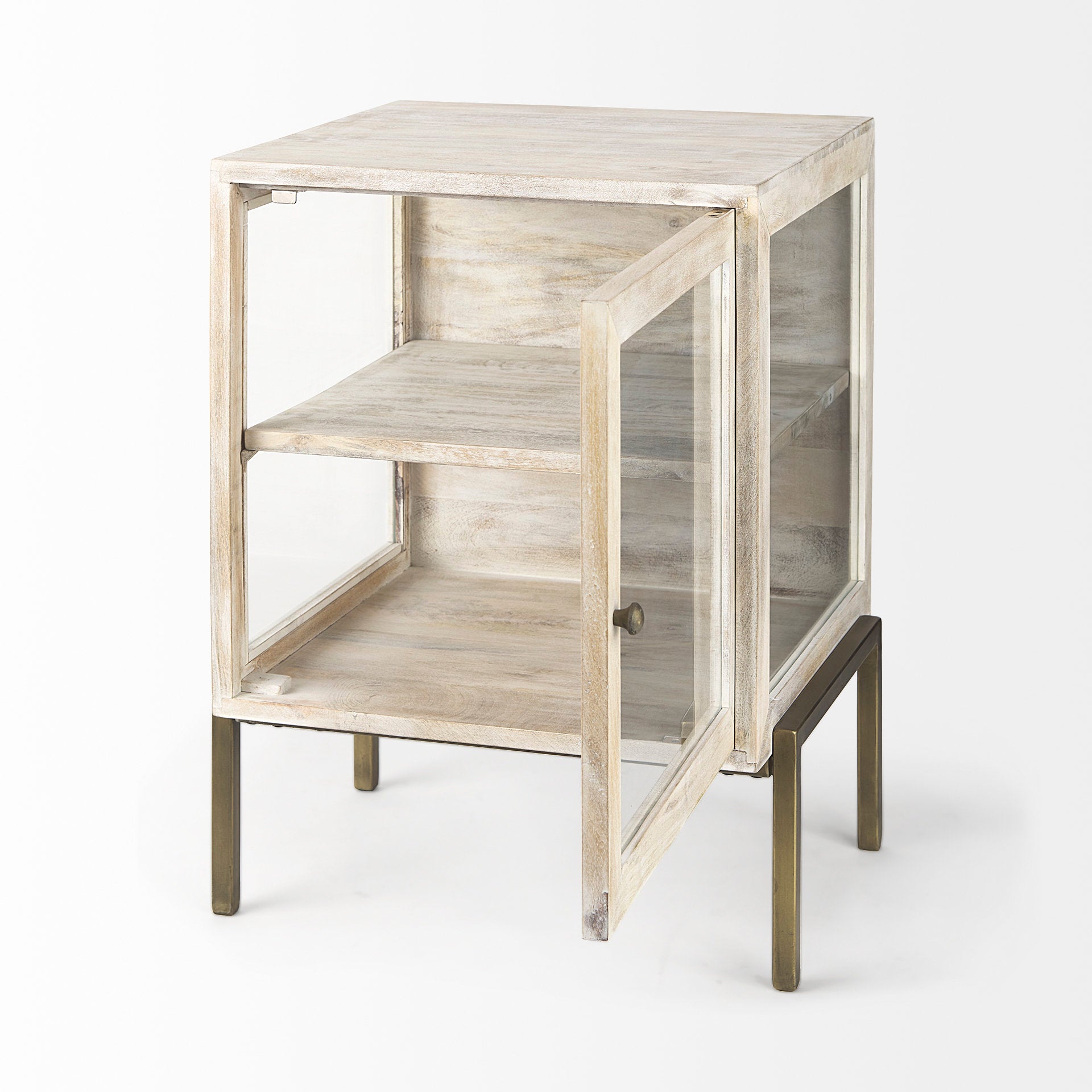 Arelius End Side Table White Wood | Gold Metal - end-and-side-tables