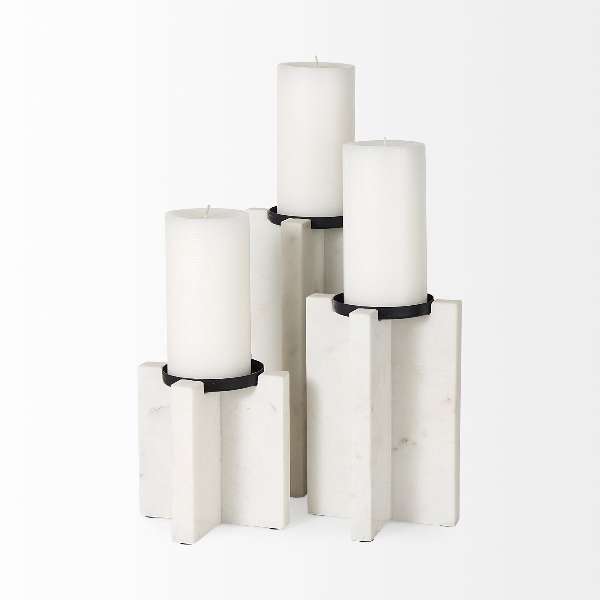 Sophia 5.5"L x 3.5"W x 10.5"H Marble Candle Holder Large