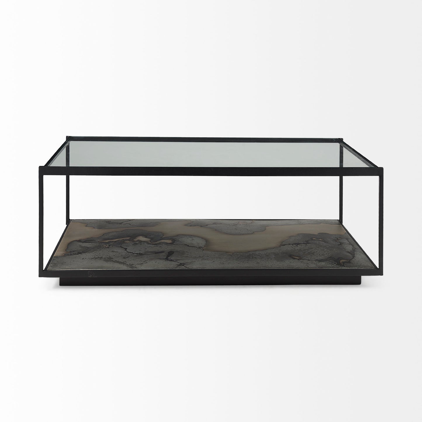 Roxdale Coffee Table Glass | Acid Wash Metal - coffee-tables