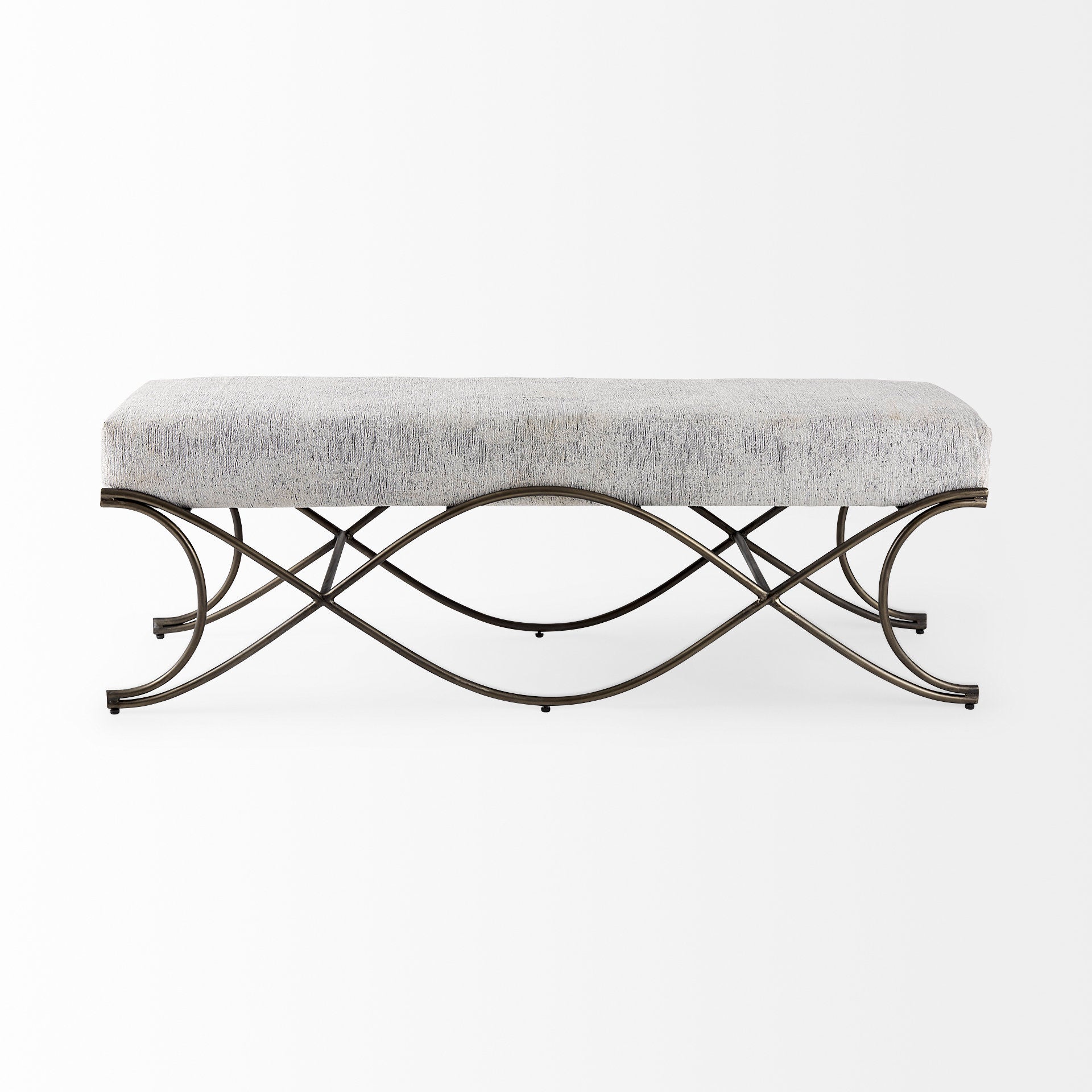 Ayla Bench Dark Gray Fabric | Nickel Metal - benches