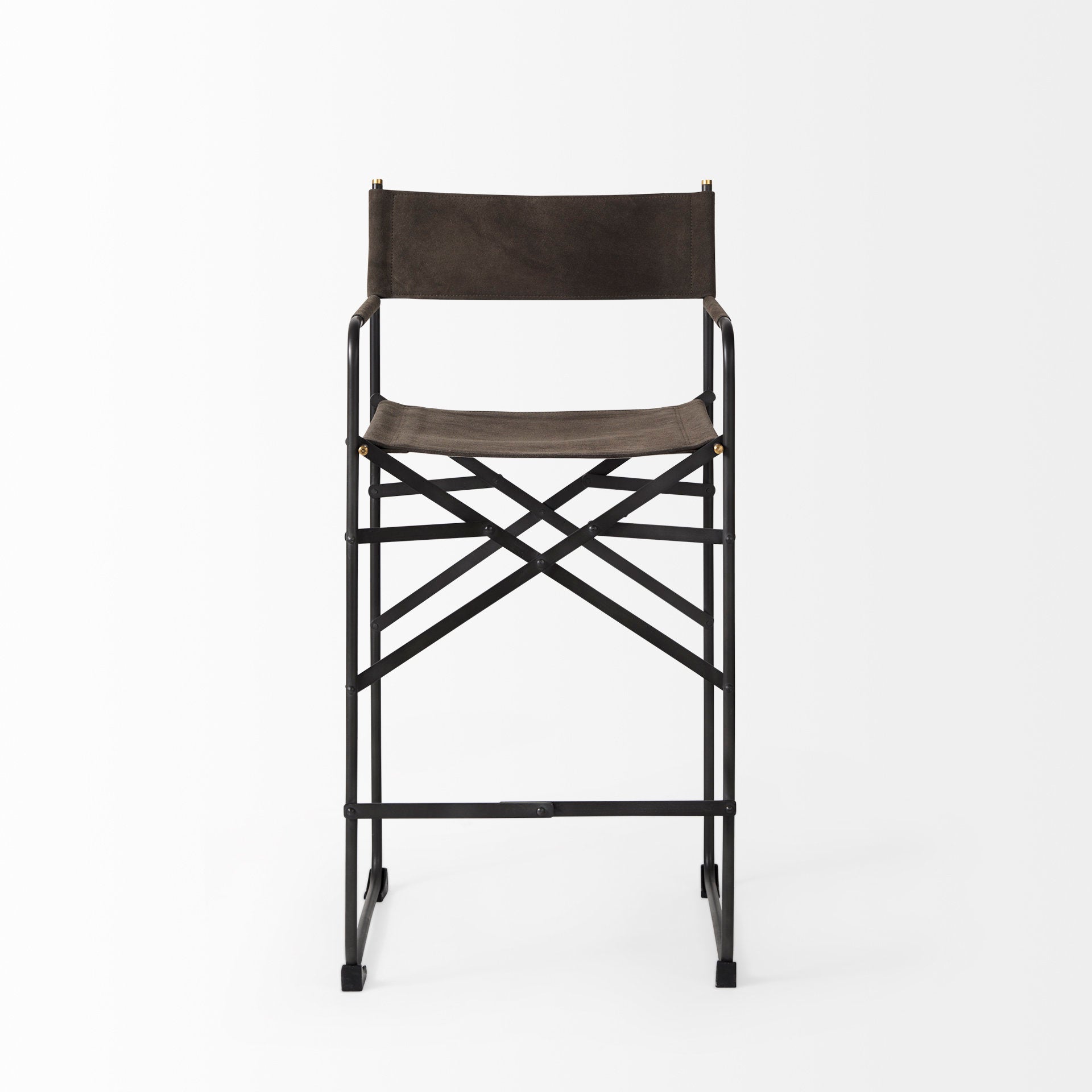 Direttore Bar Counter Stool Brown/Gray Suede | Black Metal | Counter - bar-stools