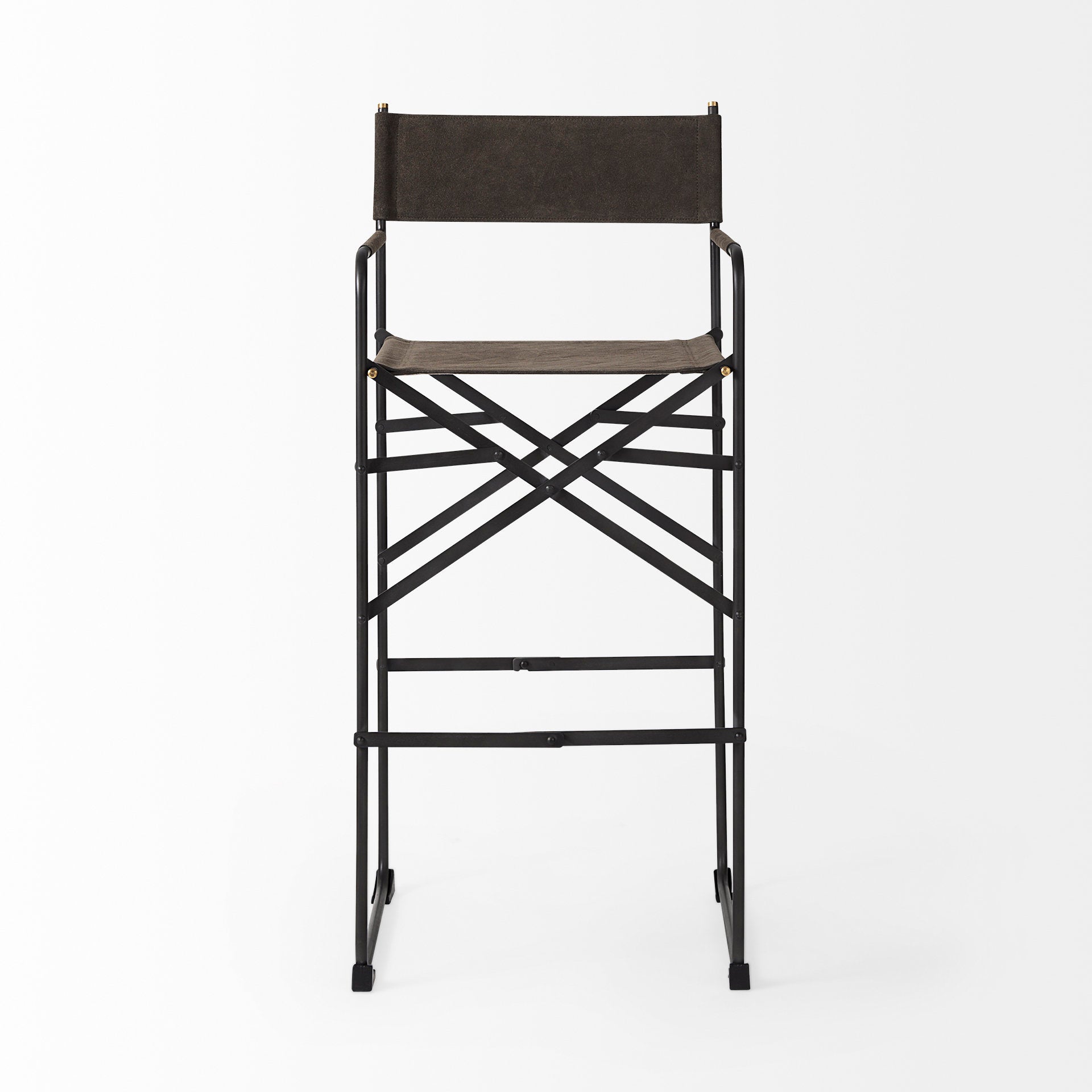 Direttore Bar Counter Stool Brown/Gray Suede | Black Metal | Bar - bar-stools