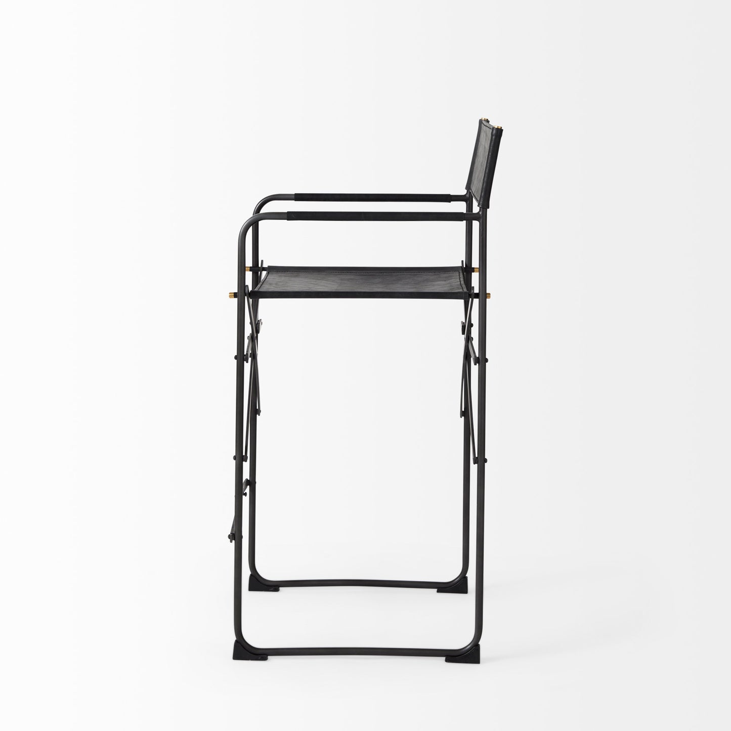 Direttore Bar Counter Stool Black Leather | Black Iron | Counter - bar-stools