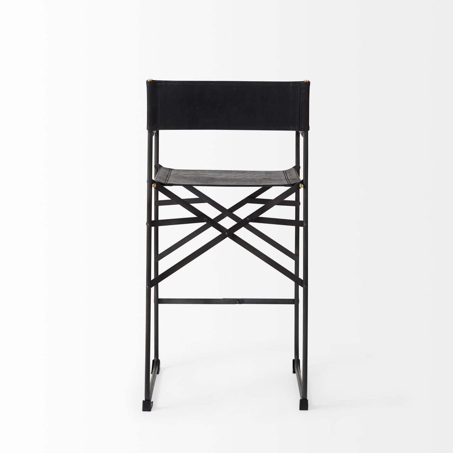 Direttore Bar Counter Stool Black Leather | Black Iron | Counter - bar-stools