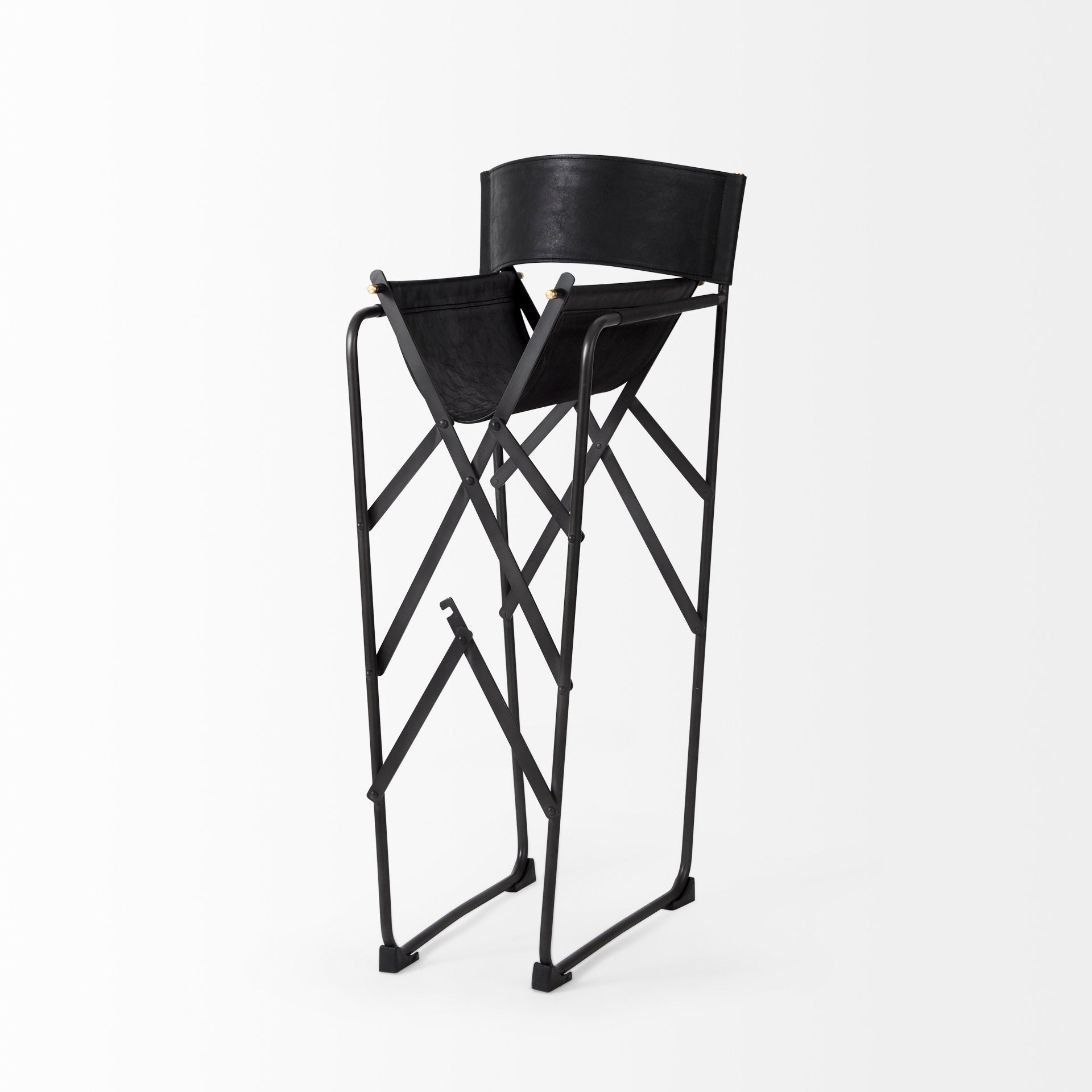 Direttore Bar Counter Stool Black Leather | Black Iron | Counter - bar-stools