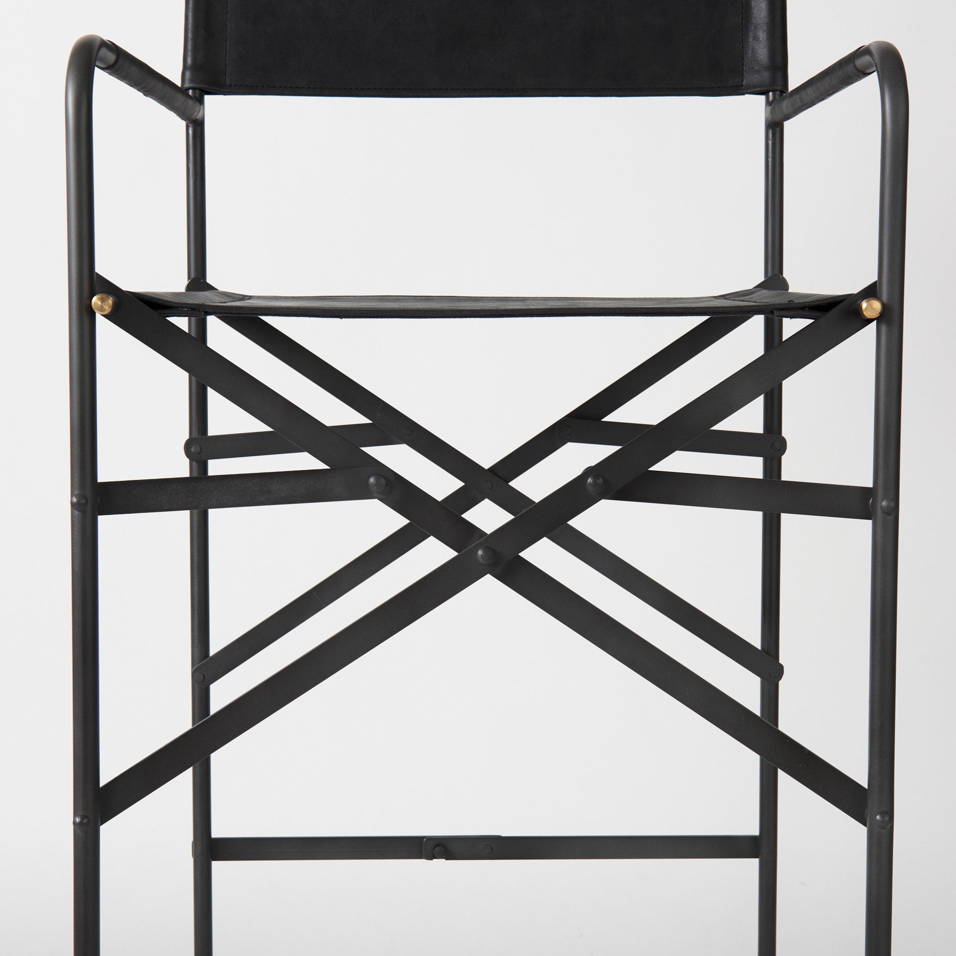 Direttore Bar Counter Stool Black Leather | Black Iron | Bar - bar-stools