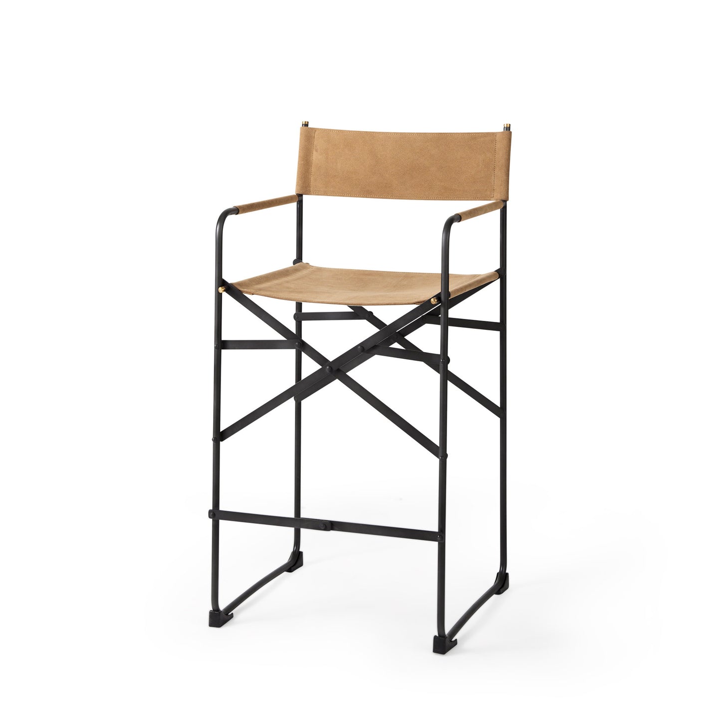 Direttore Bar Counter Stool Brown Leather | Black Iron | Counter - bar-stools