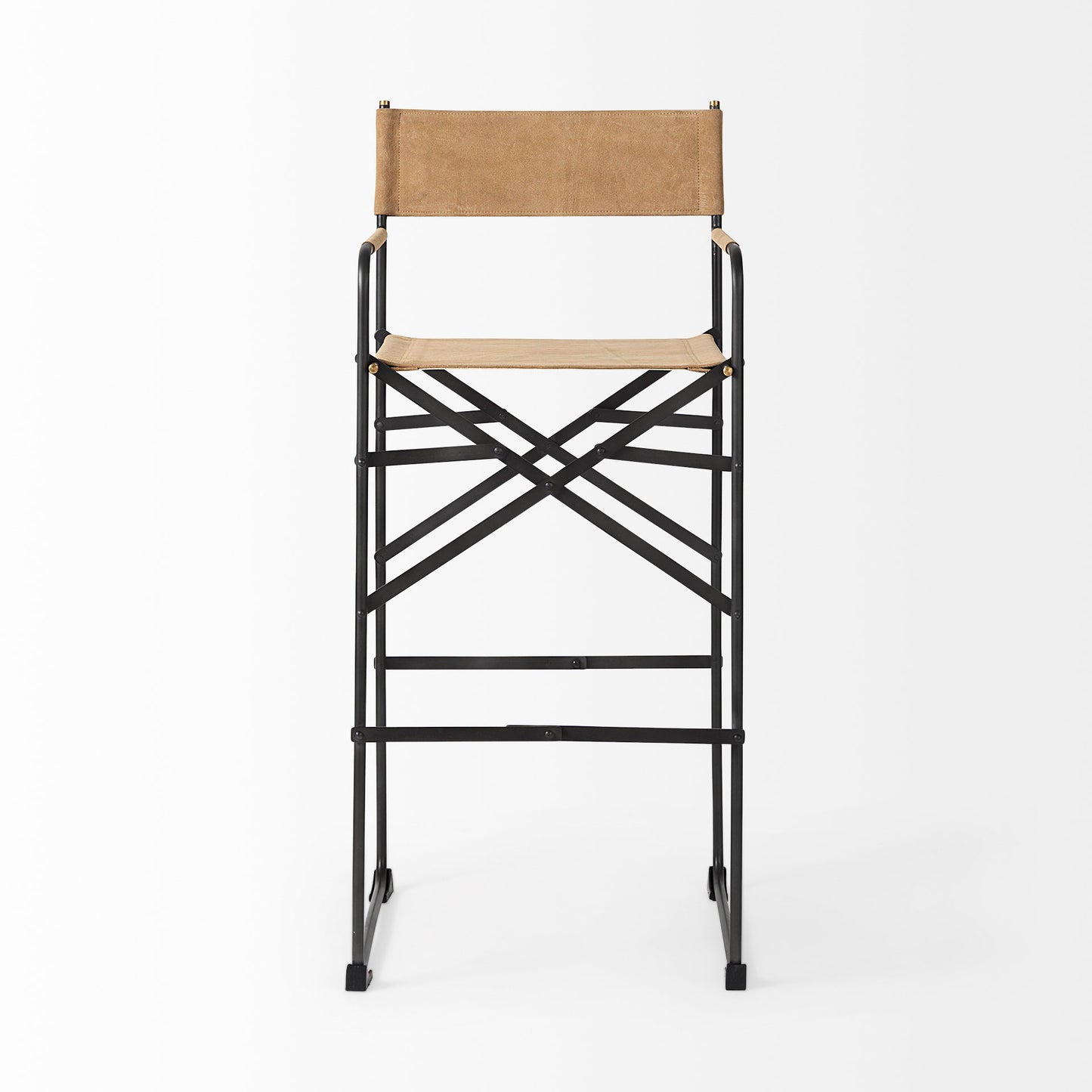 Direttore Bar Counter Stool Brown Leather | Black Iron | Bar - bar-stools