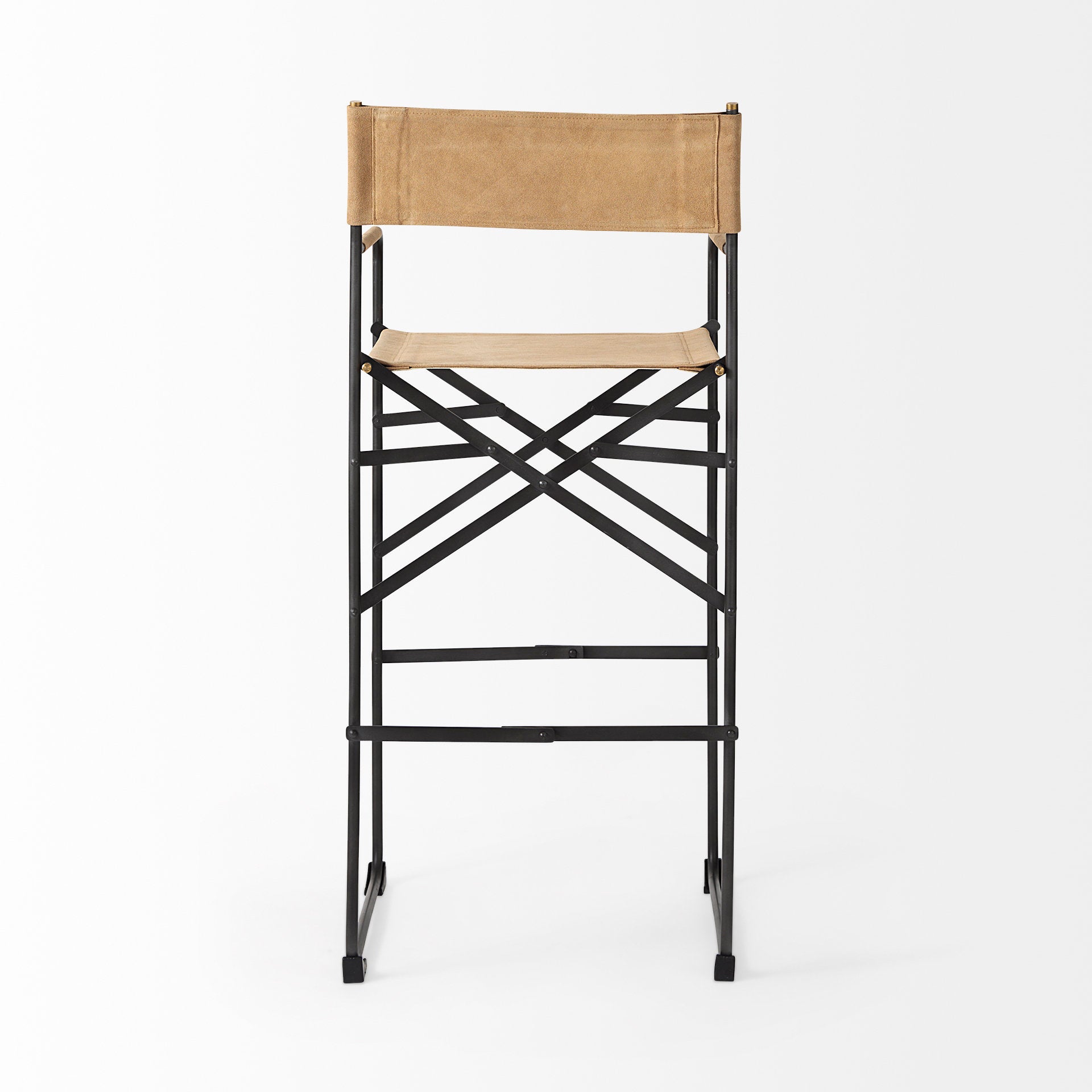 Direttore Bar Counter Stool Brown Leather | Black Iron | Bar - bar-stools