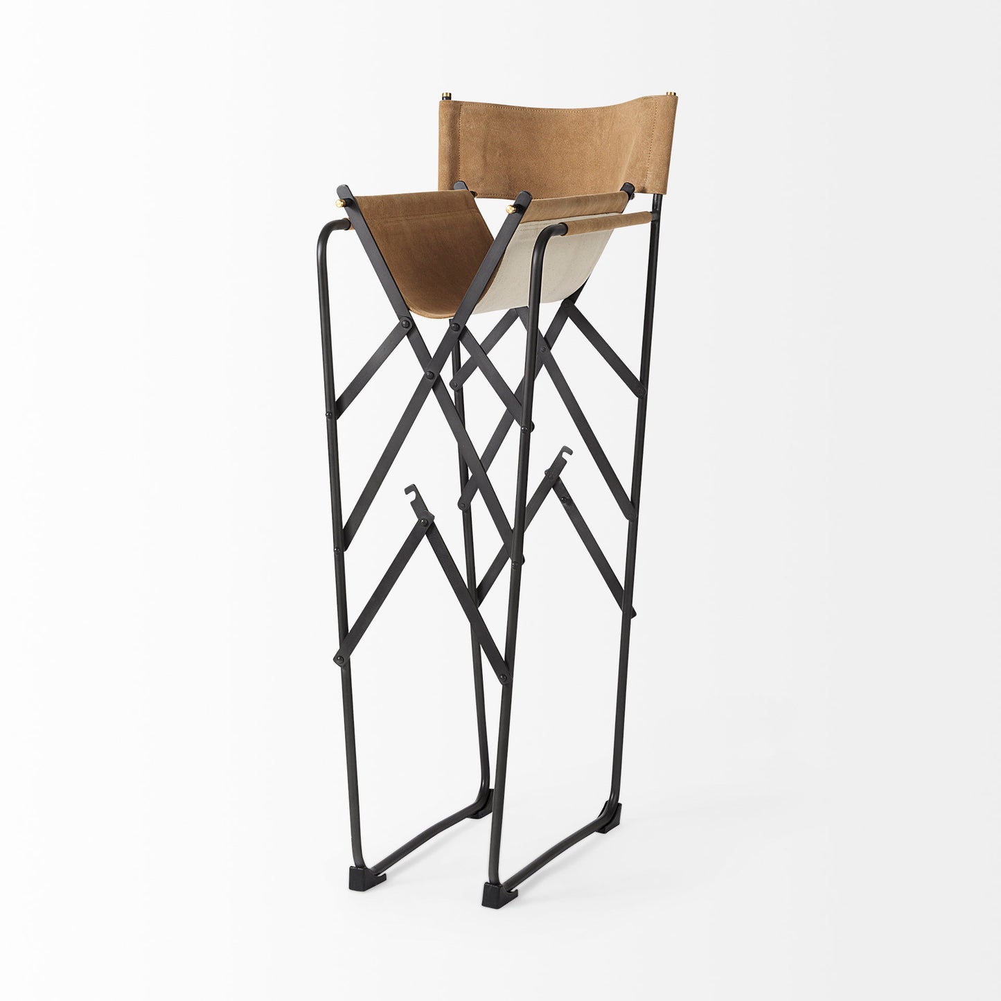 Direttore Bar Counter Stool Brown Leather | Black Iron | Bar - bar-stools