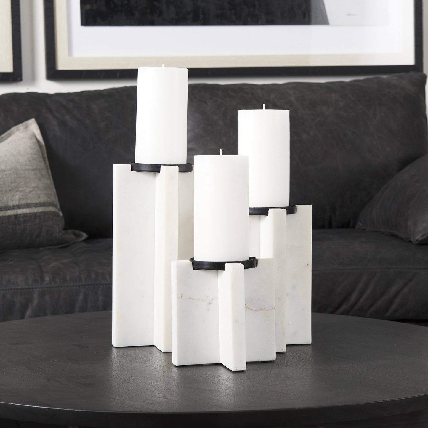 Sophia 5.5"L x 3.5"W x 10.5"H Marble Candle Holder Large
