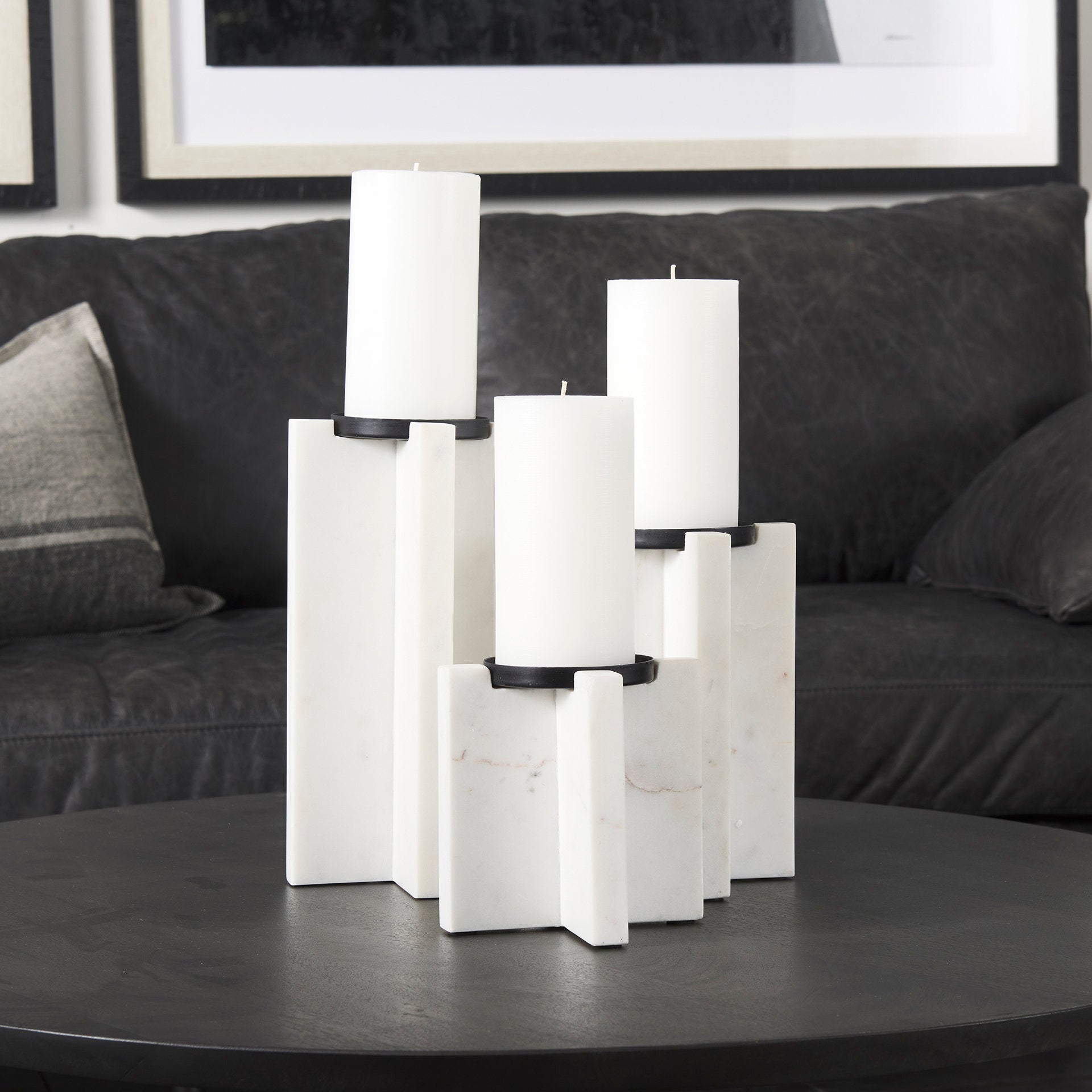 Sophia 5.5"L x 3.5"W x 10.5"H Marble Candle Holder Large