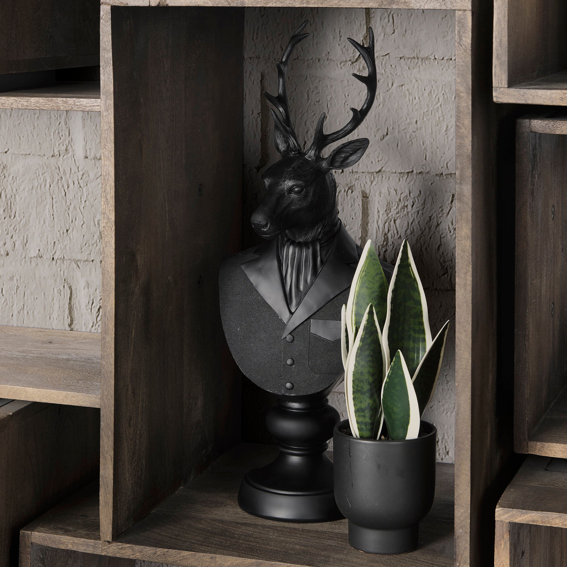 Mozart 22.5H Black Painted Resin Deer In A Suit Bust