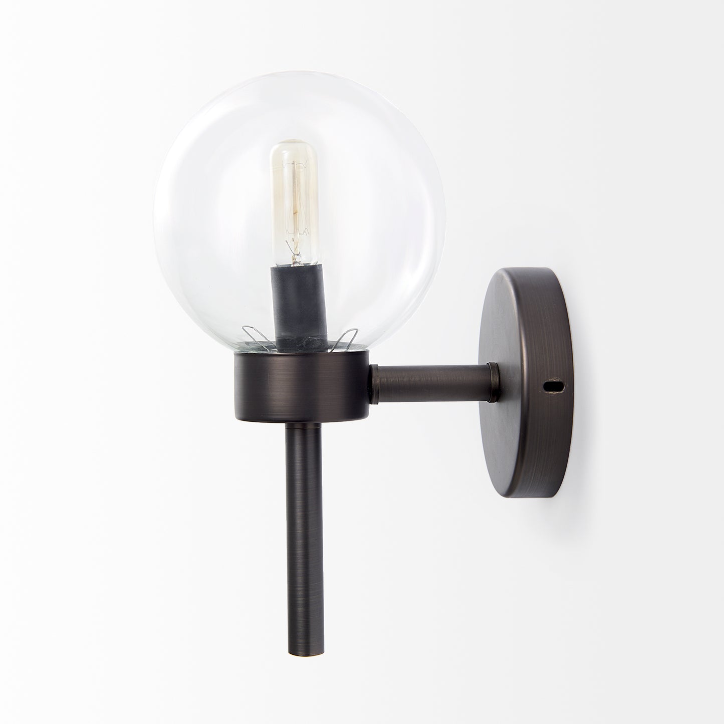 Boltern Wall Sconce Black Metal | Glass Globe - wall-fixtures