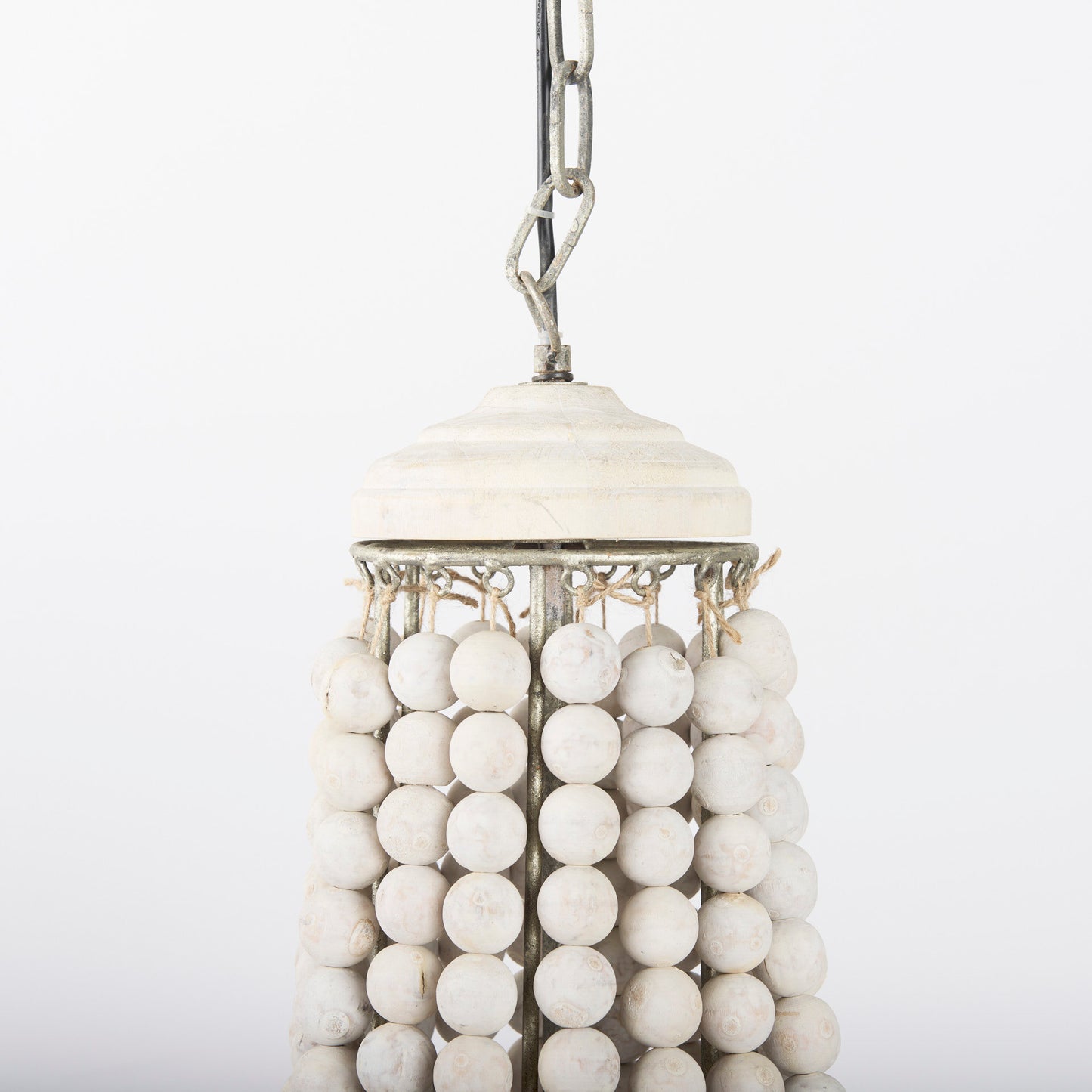 Phillum Chandelier White Wood | Silver Metal - chandeliers