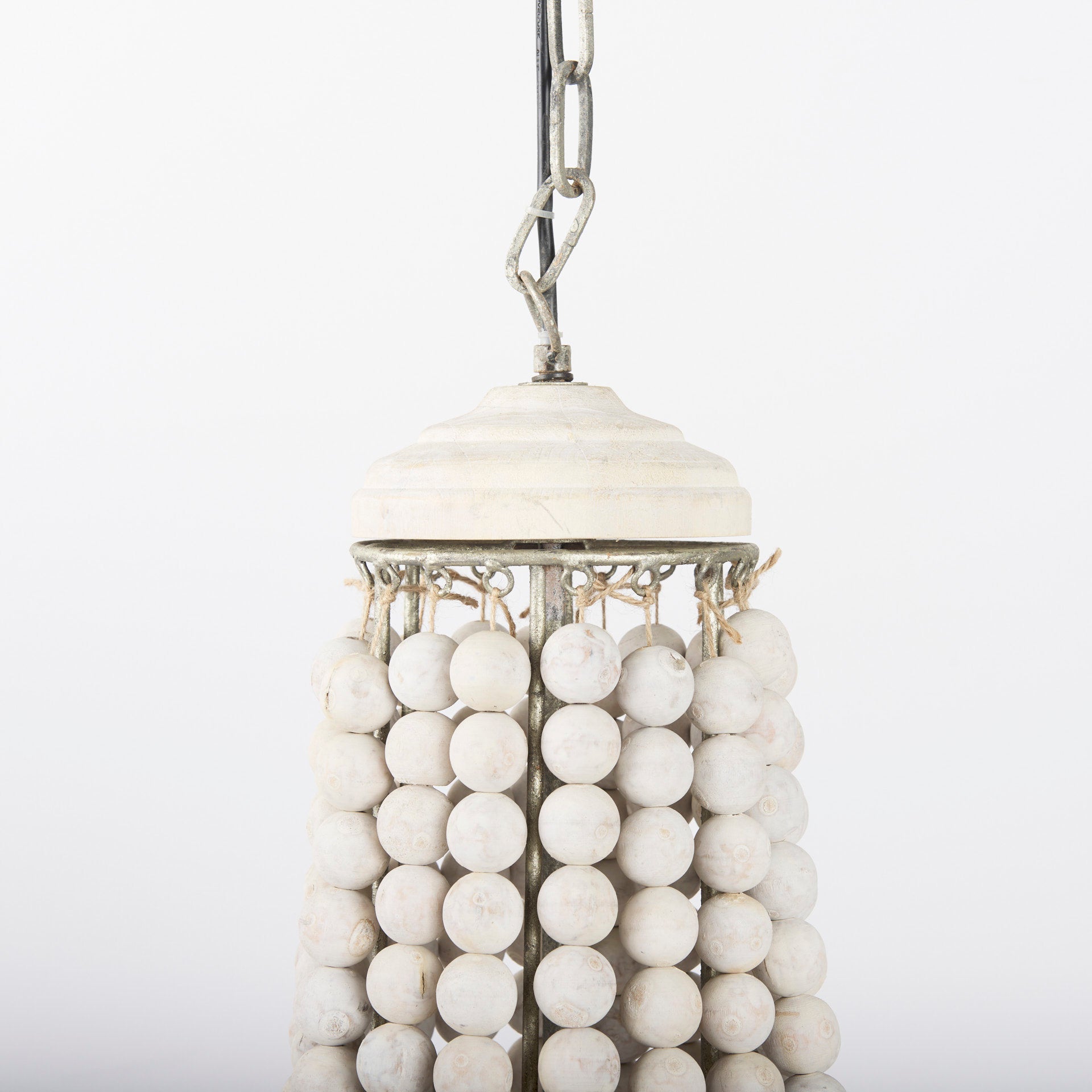 Phillum Chandelier White Wood | Silver Metal - chandeliers